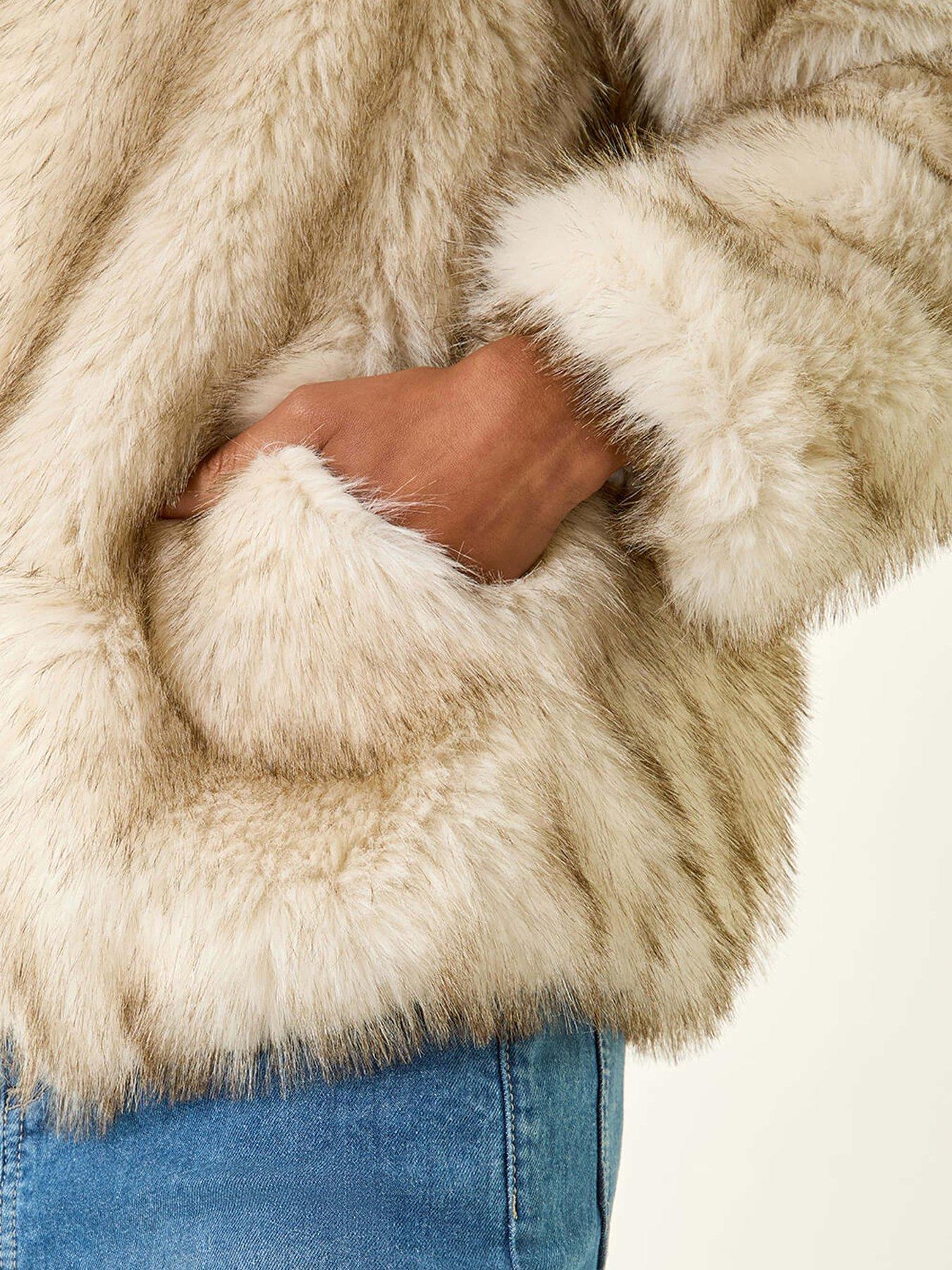 image of roman-tipped-faux-fur-relaxed-bomber-grey