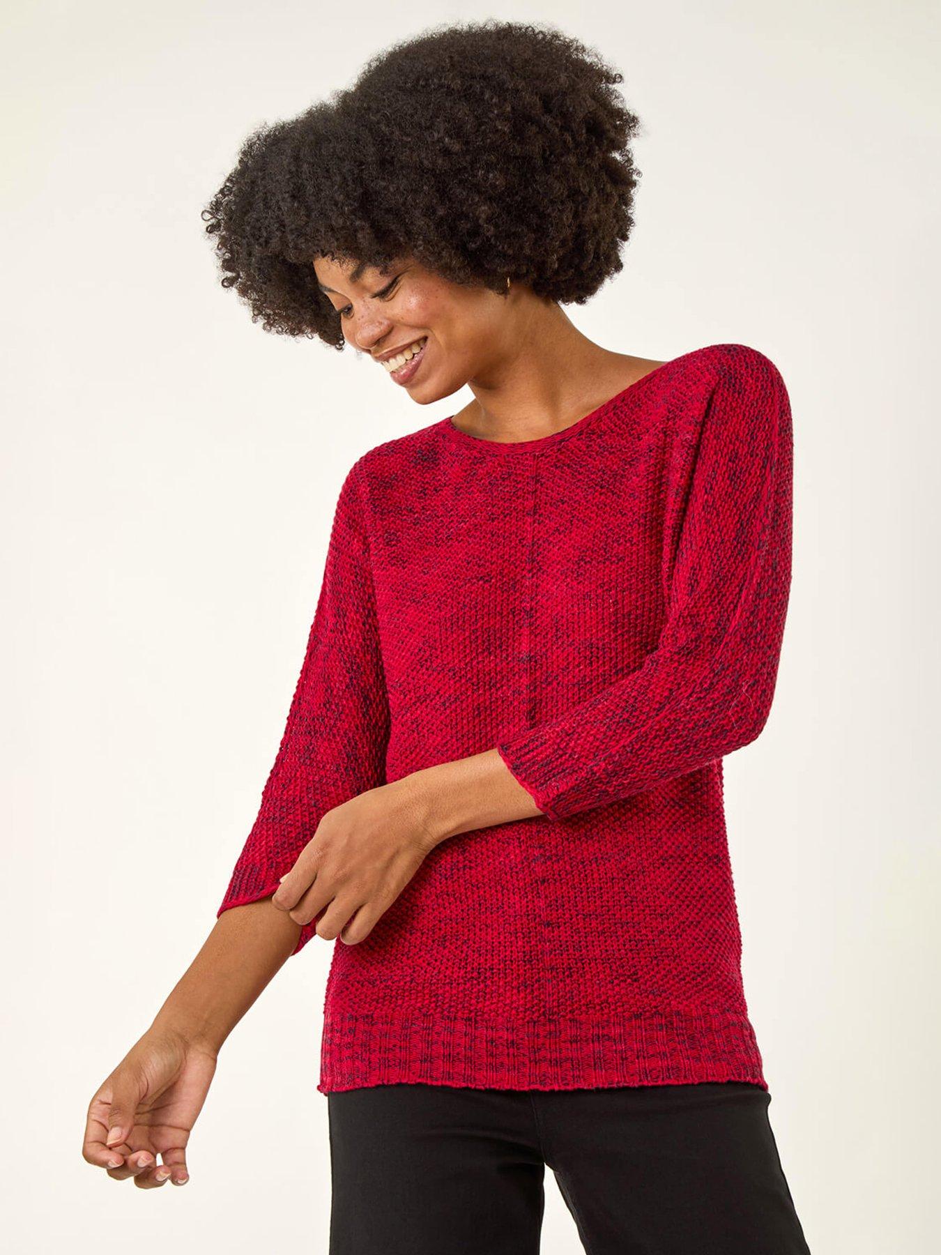 Roman Textured Knit Jumper - Red
