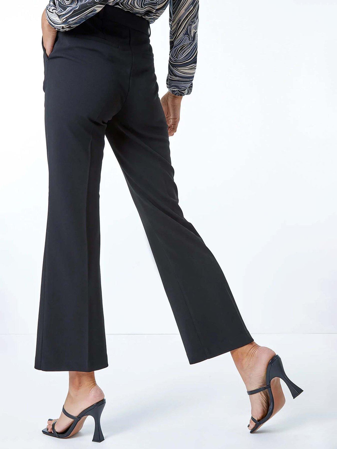Image 2 of 5 of Roman Short Bootcut Stretch Trousers - Black