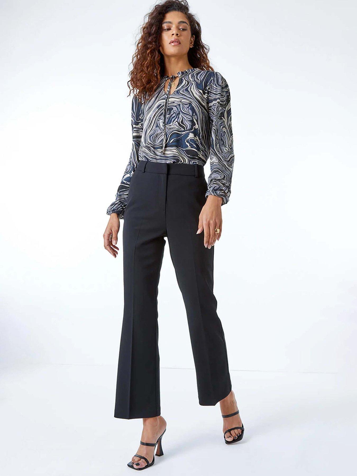 Image 3 of 5 of Roman Long Bootcut Stretch Trousers - Black