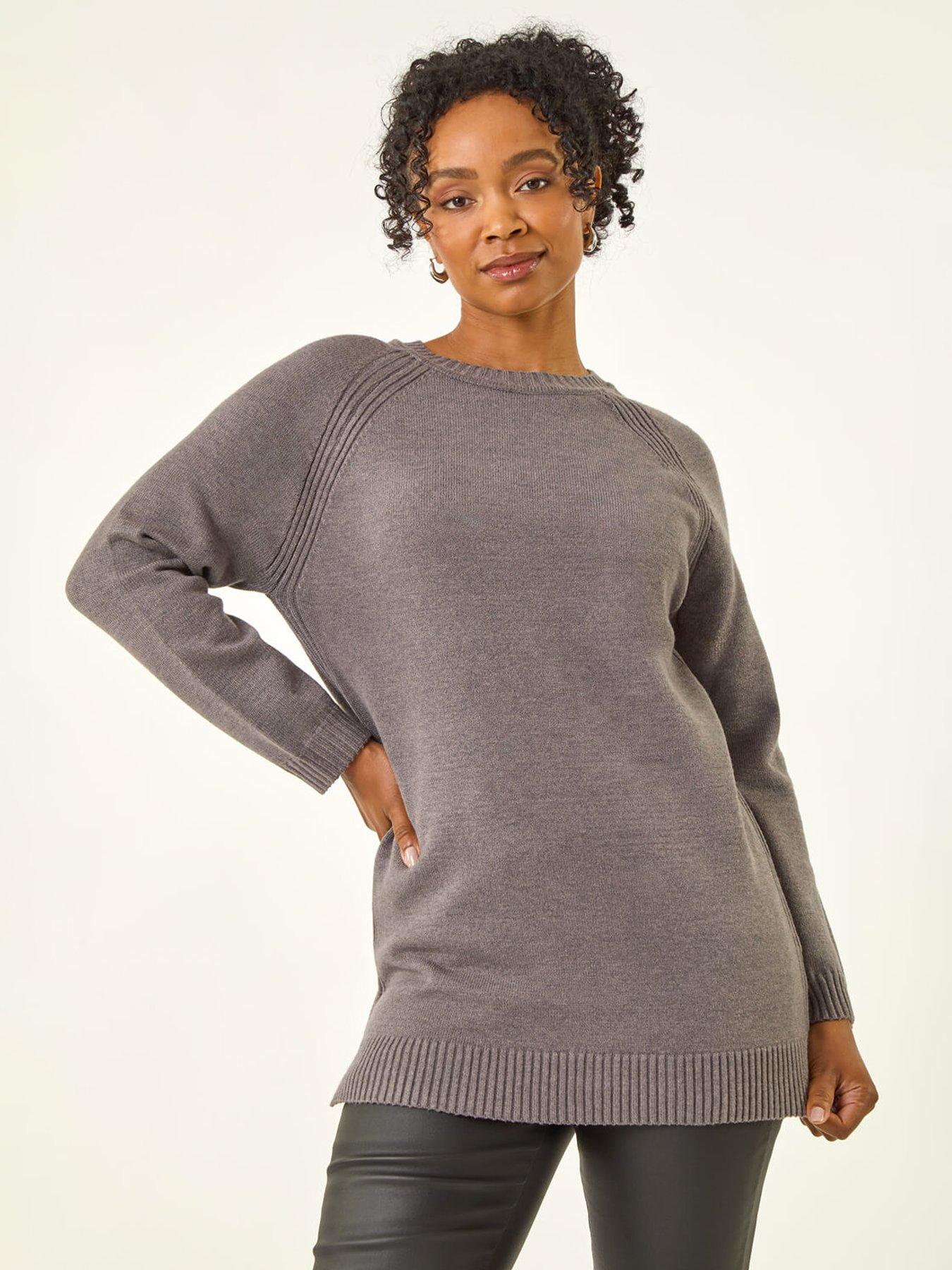undefined Petite Longline Knit Jumper - Grey