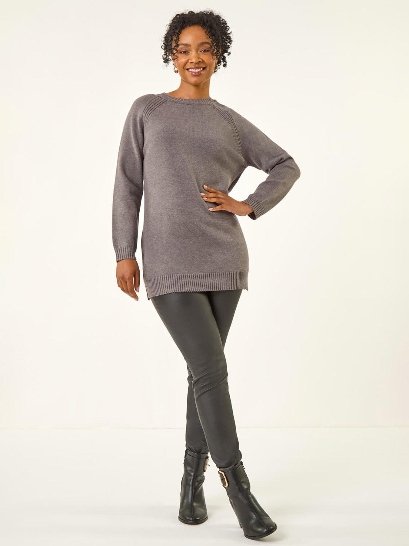 Image 3 of 5 of Roman Petite Longline Knit Jumper - Grey