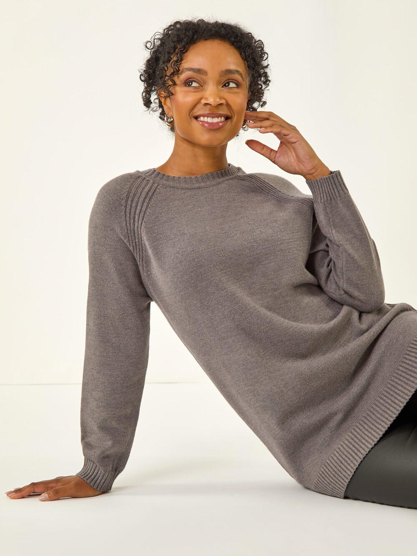 Image 4 of 5 of Roman Petite Longline Knit Jumper - Grey