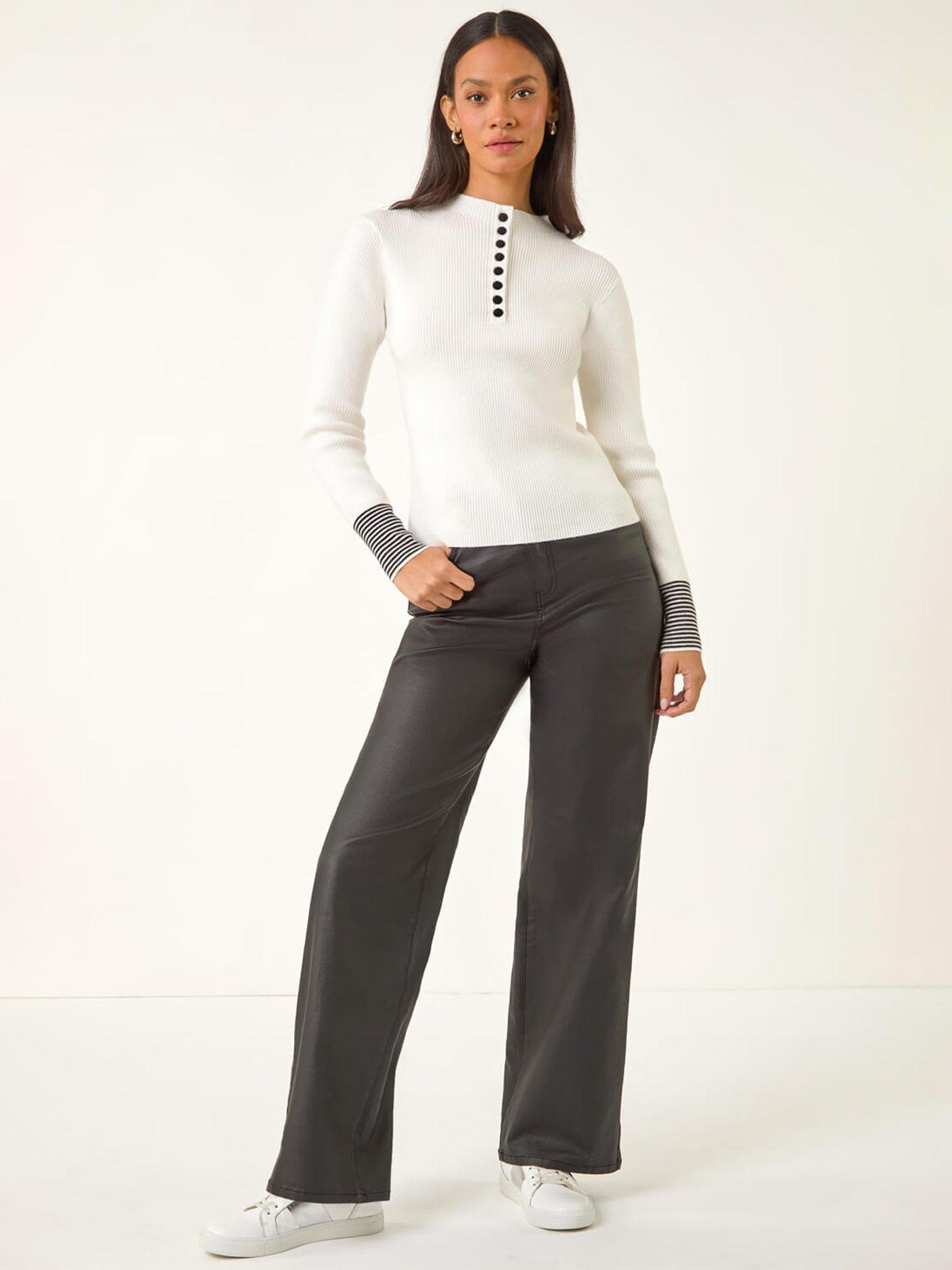 Image 3 of 5 of Roman Dusk Buttoned Ribbed Knit Jumper - White