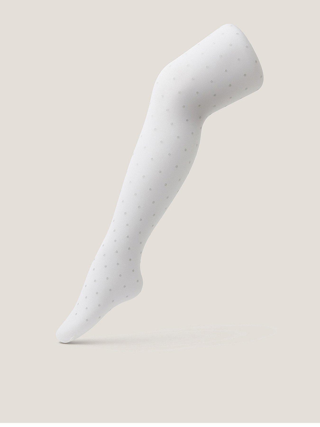 Image 1 of 3 of Monsoon Girls Glitter Spot Tights - Silver