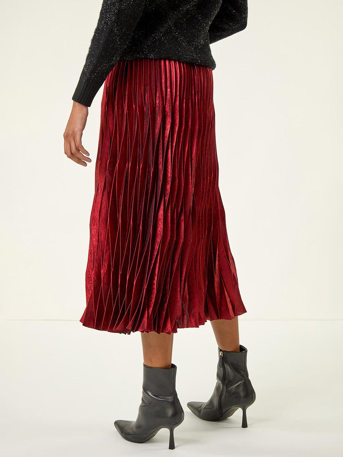  image of roman-foil-pleated-skirt-red