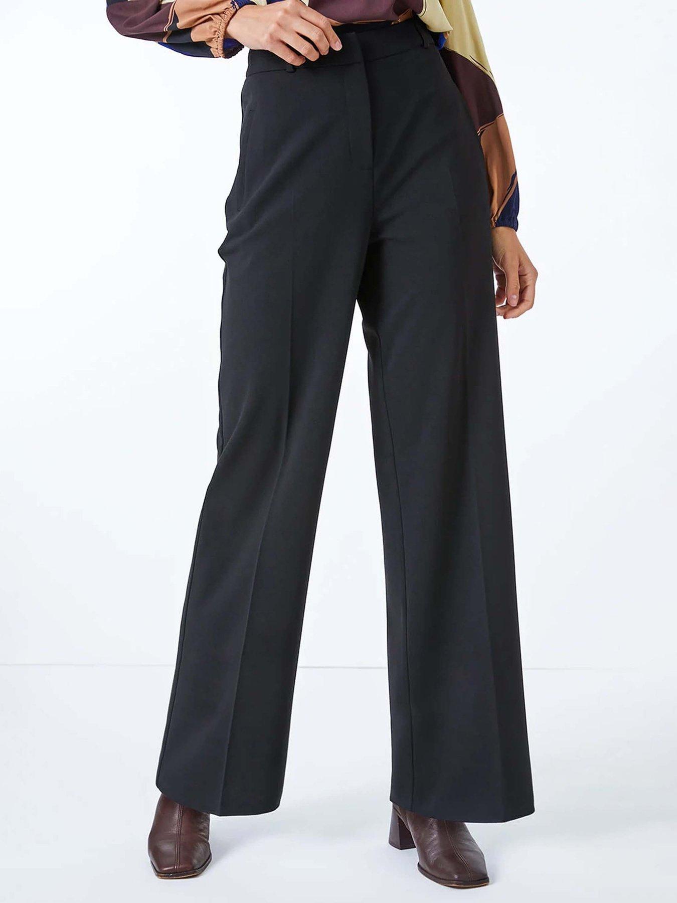 Image 1 of 5 of Roman Long Wide Leg Stretch Trousers - Black