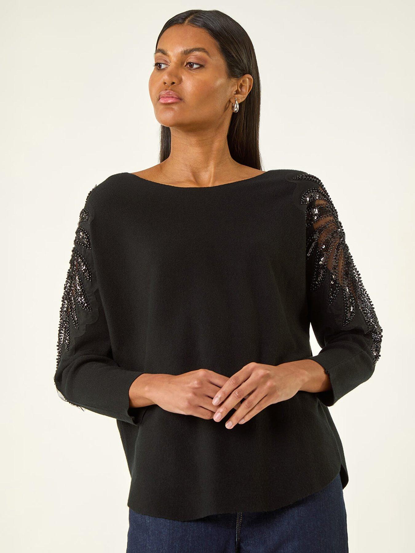 Roman Embellished Knit Jumper - Black