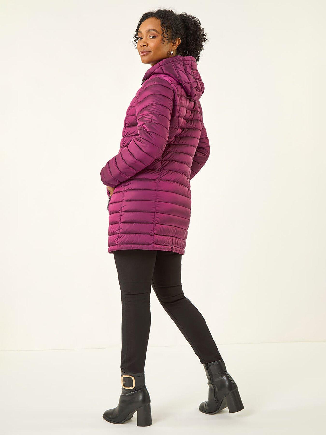 Image 2 of 5 of Roman Petite Quilted Longline Puffer Coat - Pink