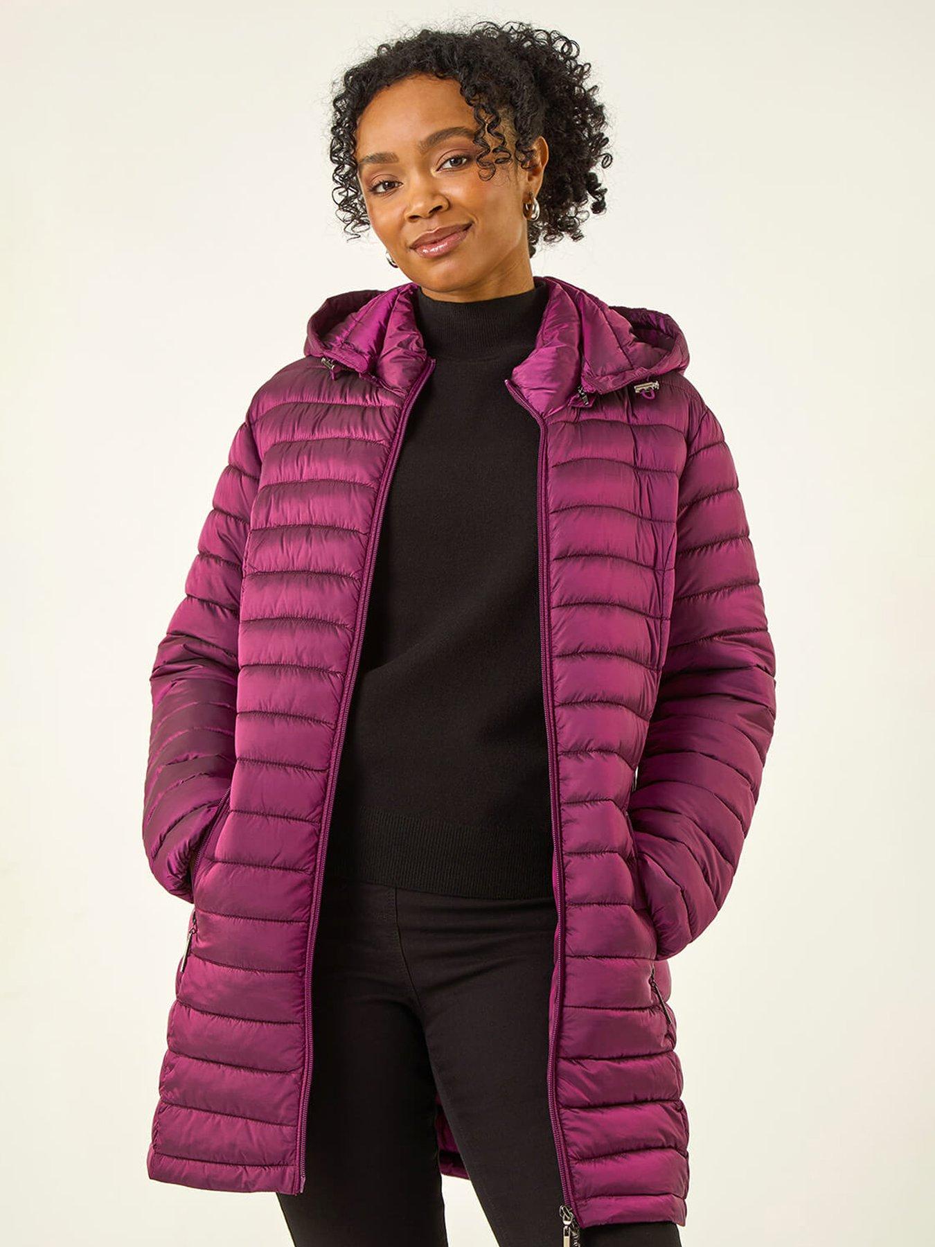 Image 3 of 5 of Roman Petite Quilted Longline Puffer Coat - Pink