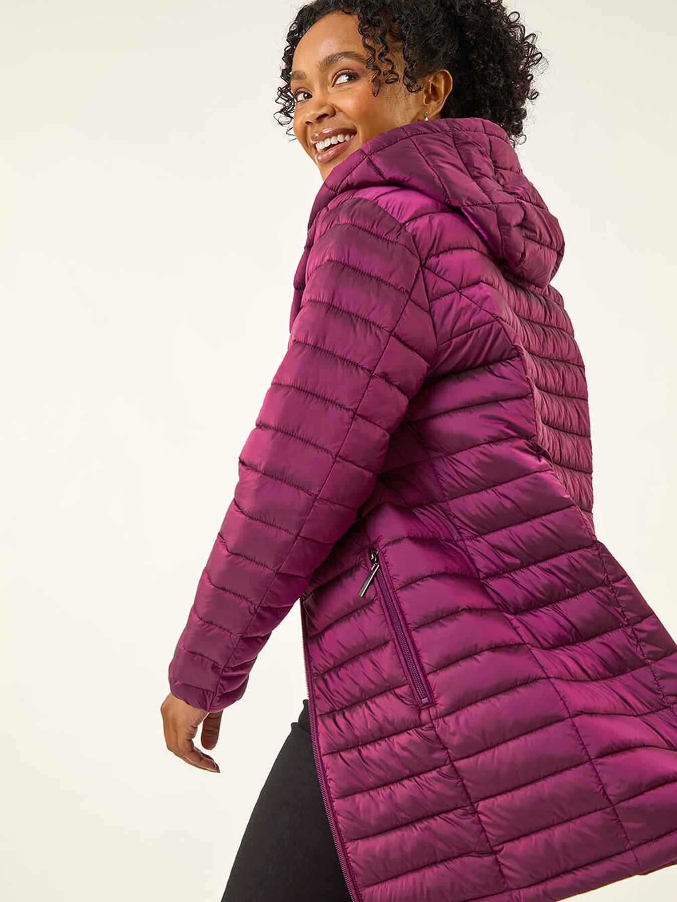 Image 4 of 5 of Roman Petite Quilted Longline Puffer Coat - Pink