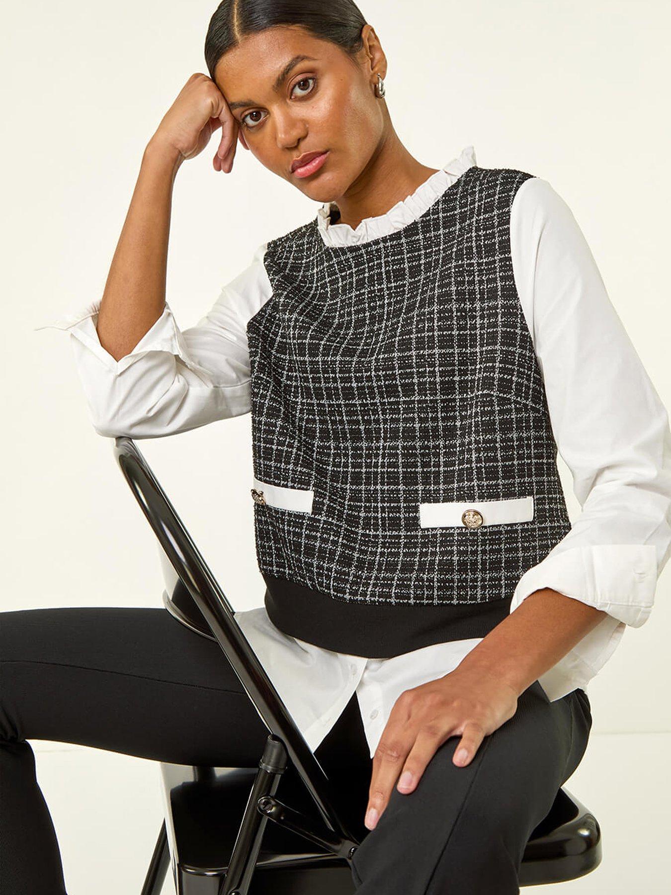Image 4 of 5 of Roman Boucle Top &amp; Shirt - Black