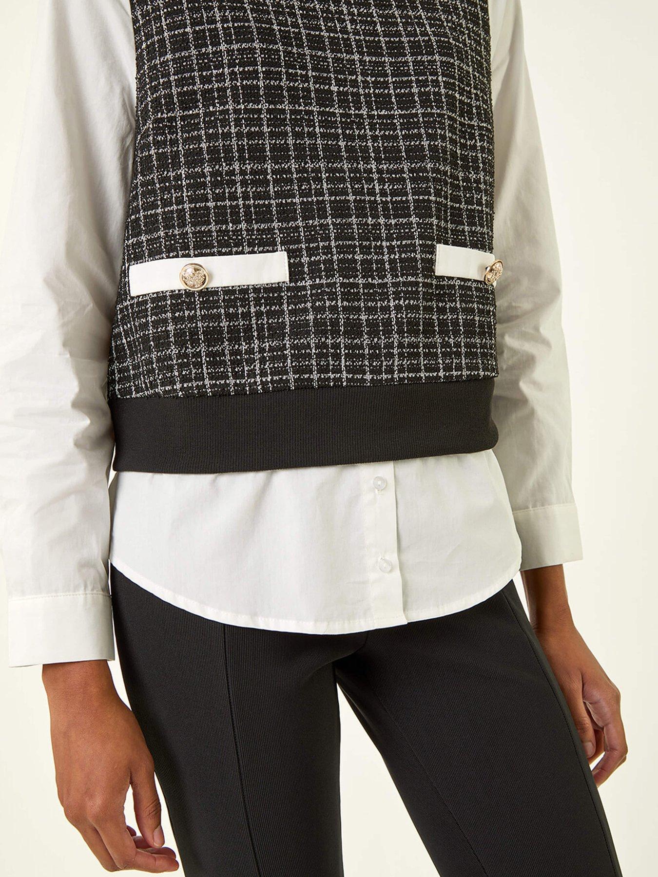 Image 5 of 5 of Roman Boucle Top &amp; Shirt - Black