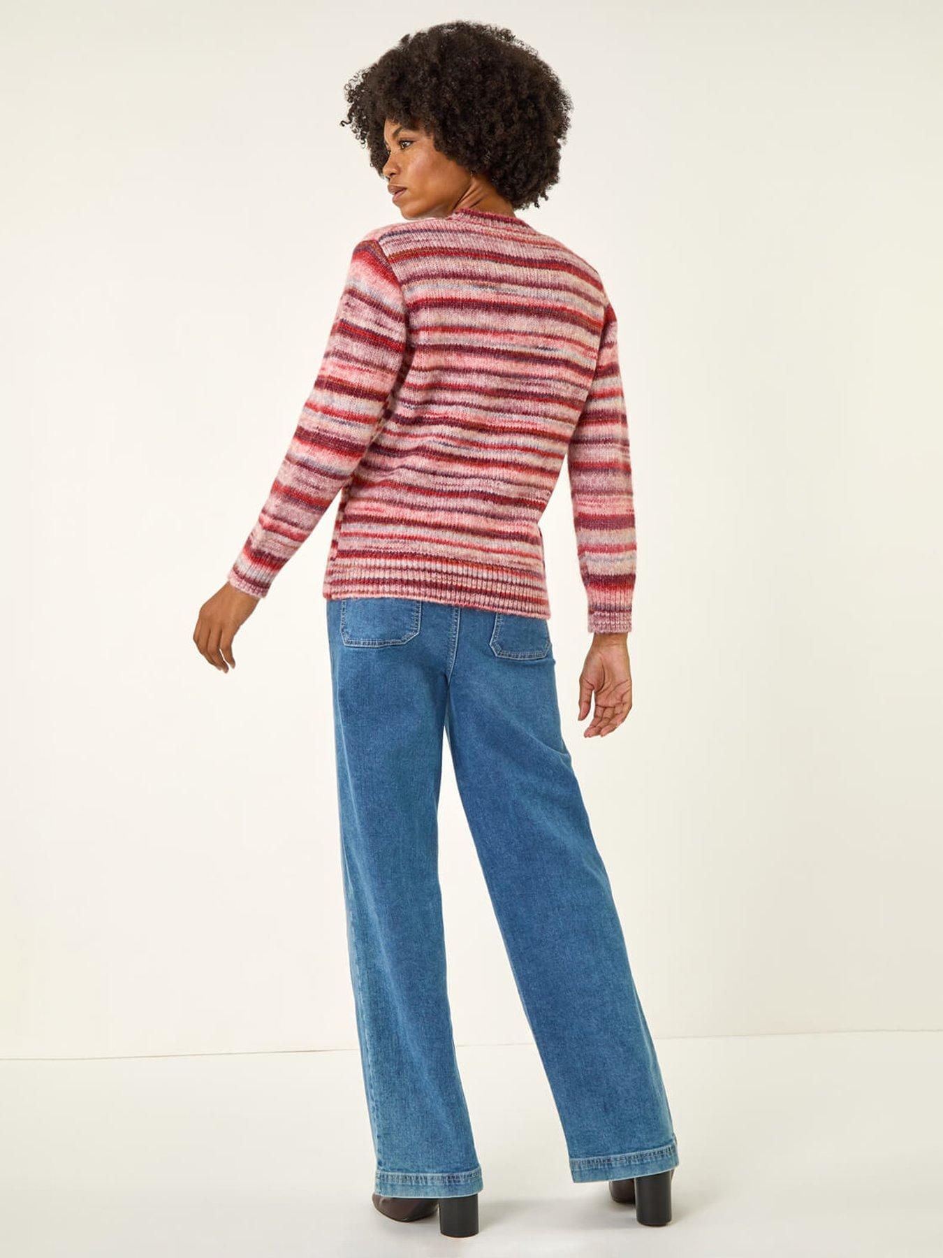  image of roman-space-dye-stripe-knit-jumper-red