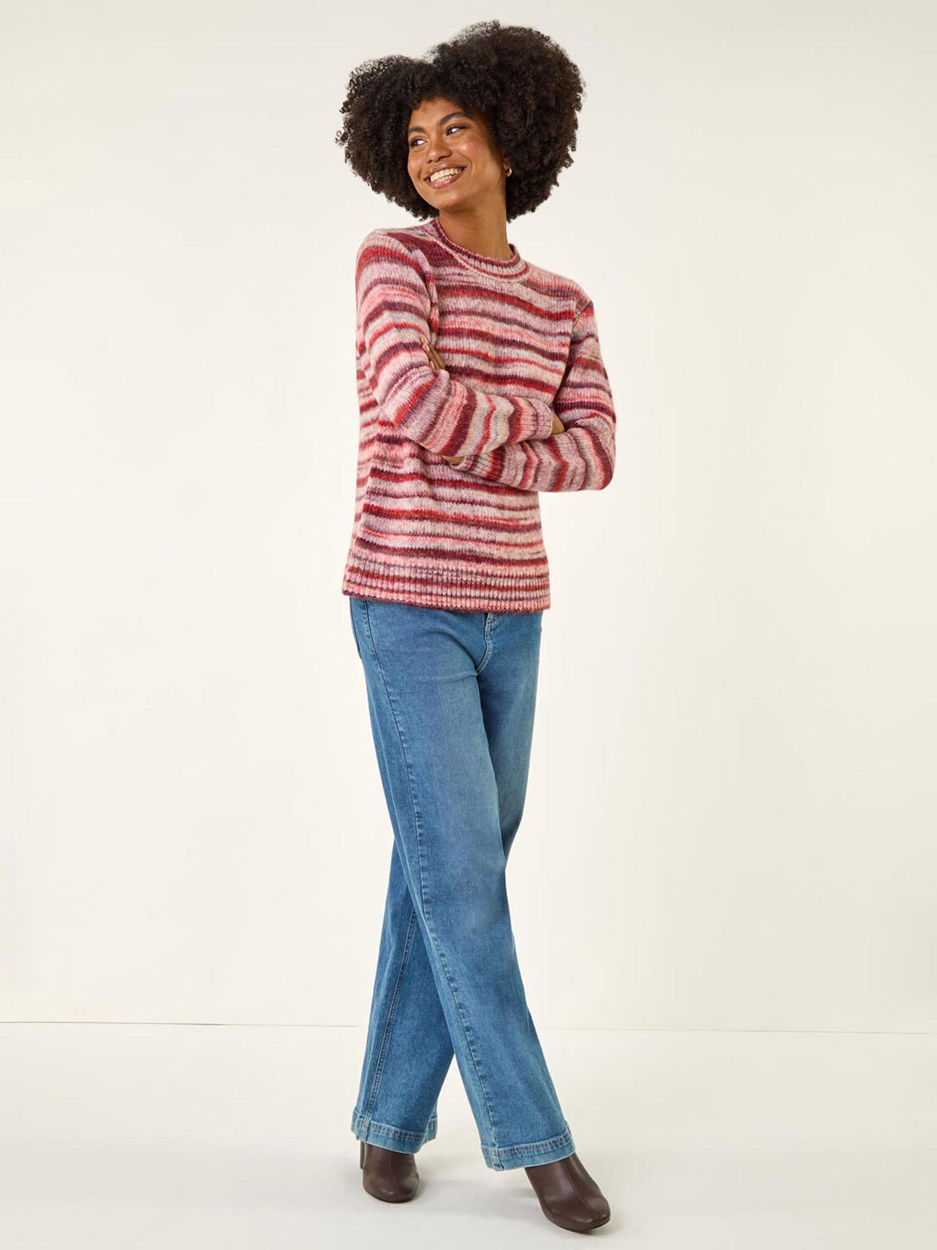  image of roman-space-dye-stripe-knit-jumper-red