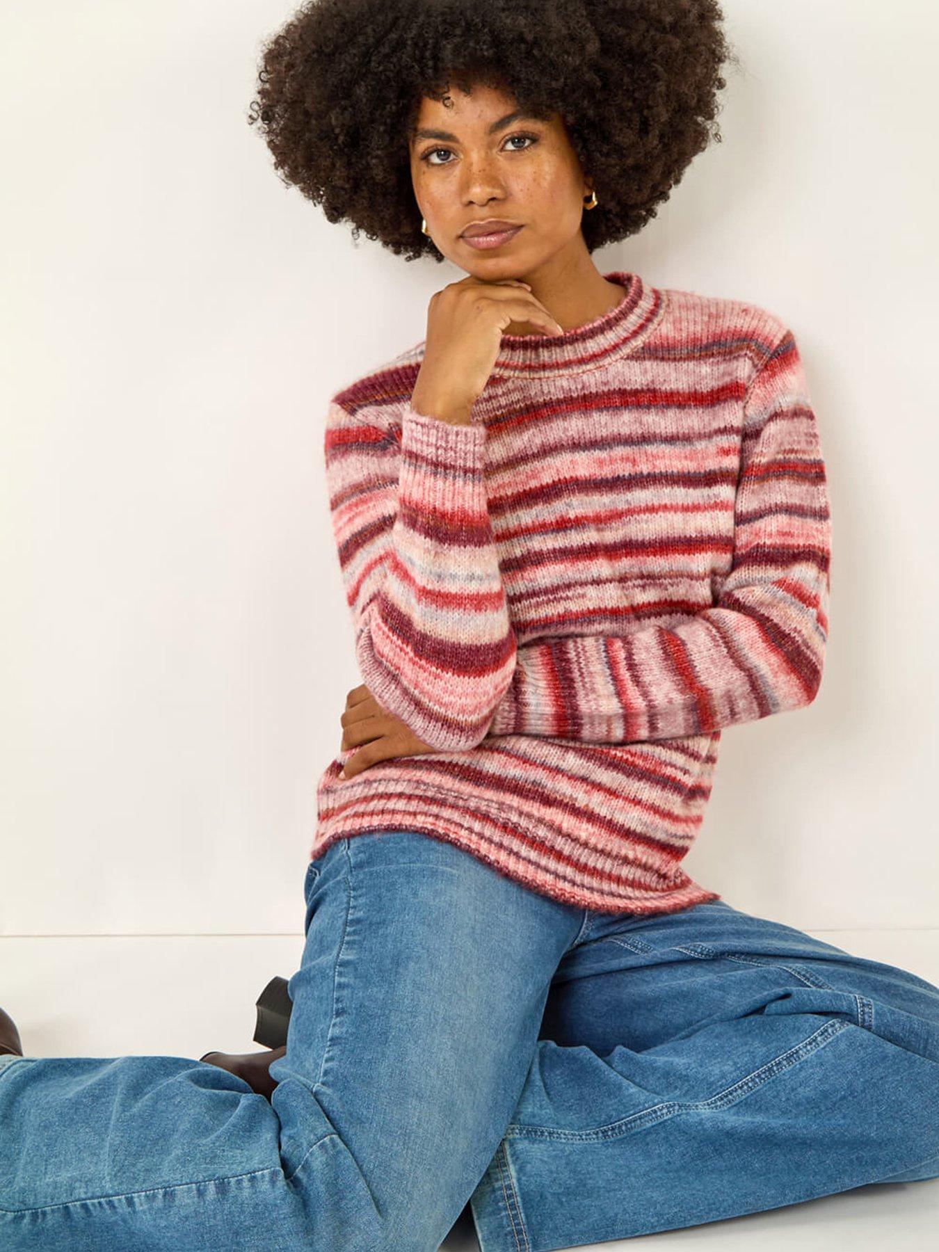  image of roman-space-dye-stripe-knit-jumper-red