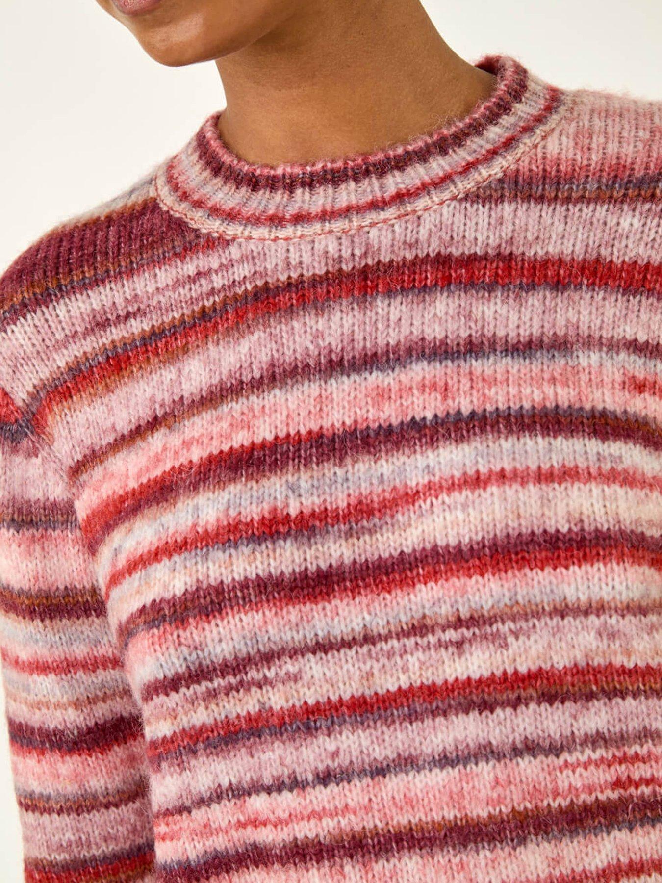  image of roman-space-dye-stripe-knit-jumper-red