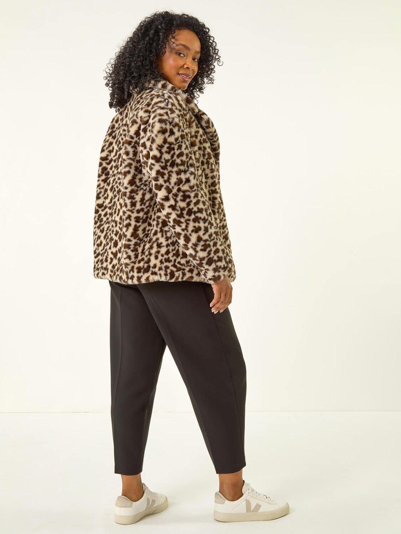  image of roman-petite-leopard-faux-fur-coat-beige