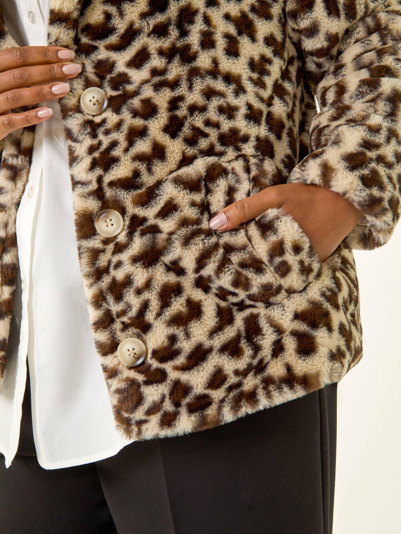  image of roman-petite-leopard-faux-fur-coat-beige