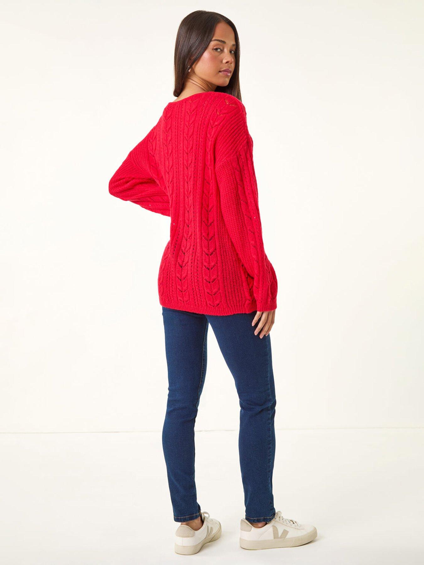 Image 2 of 5 of Roman Petite V-Neck Knit Jumper - Red