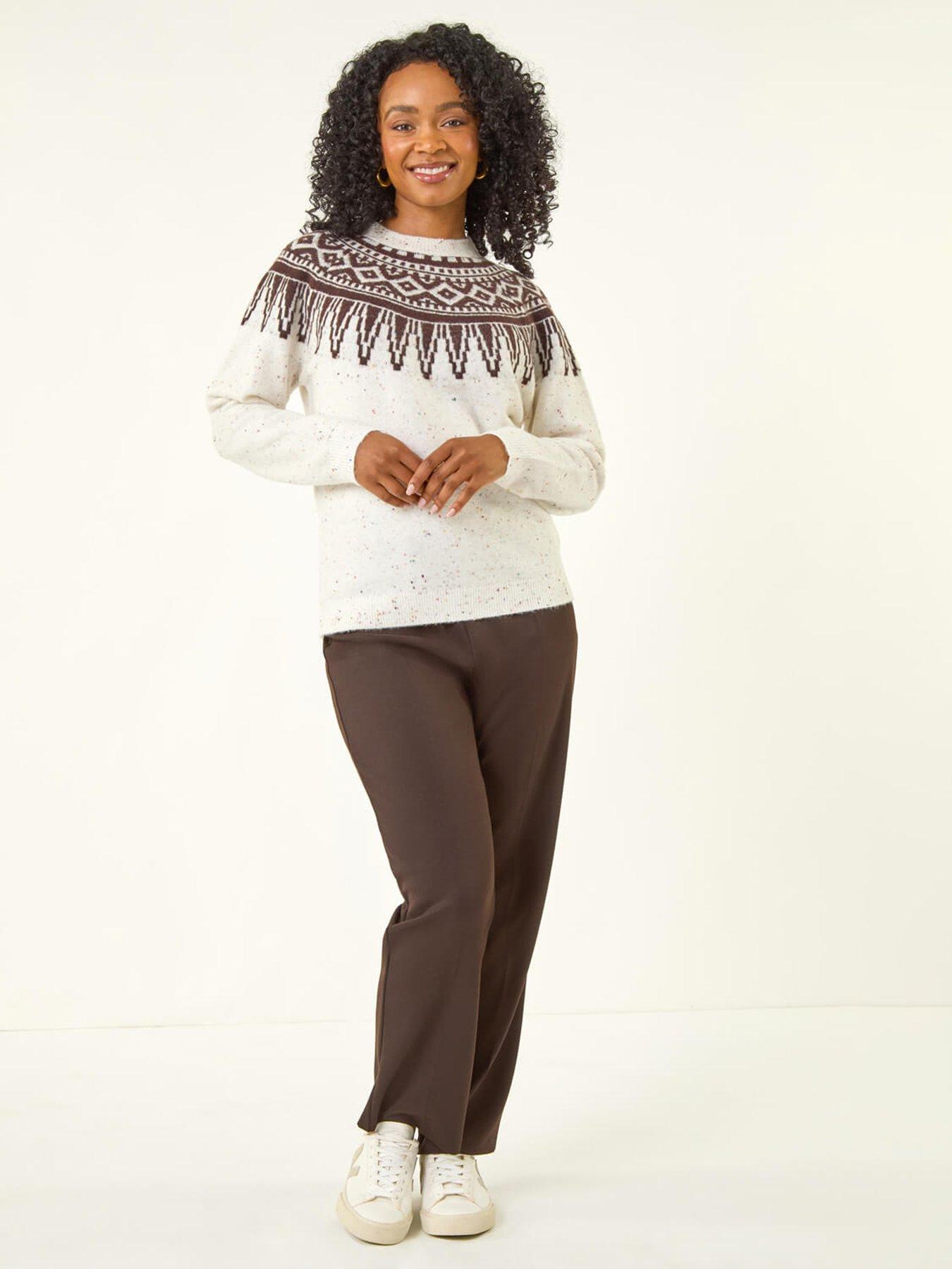 image of roman-petite-neppy-fairisle-knit-jumper-beige