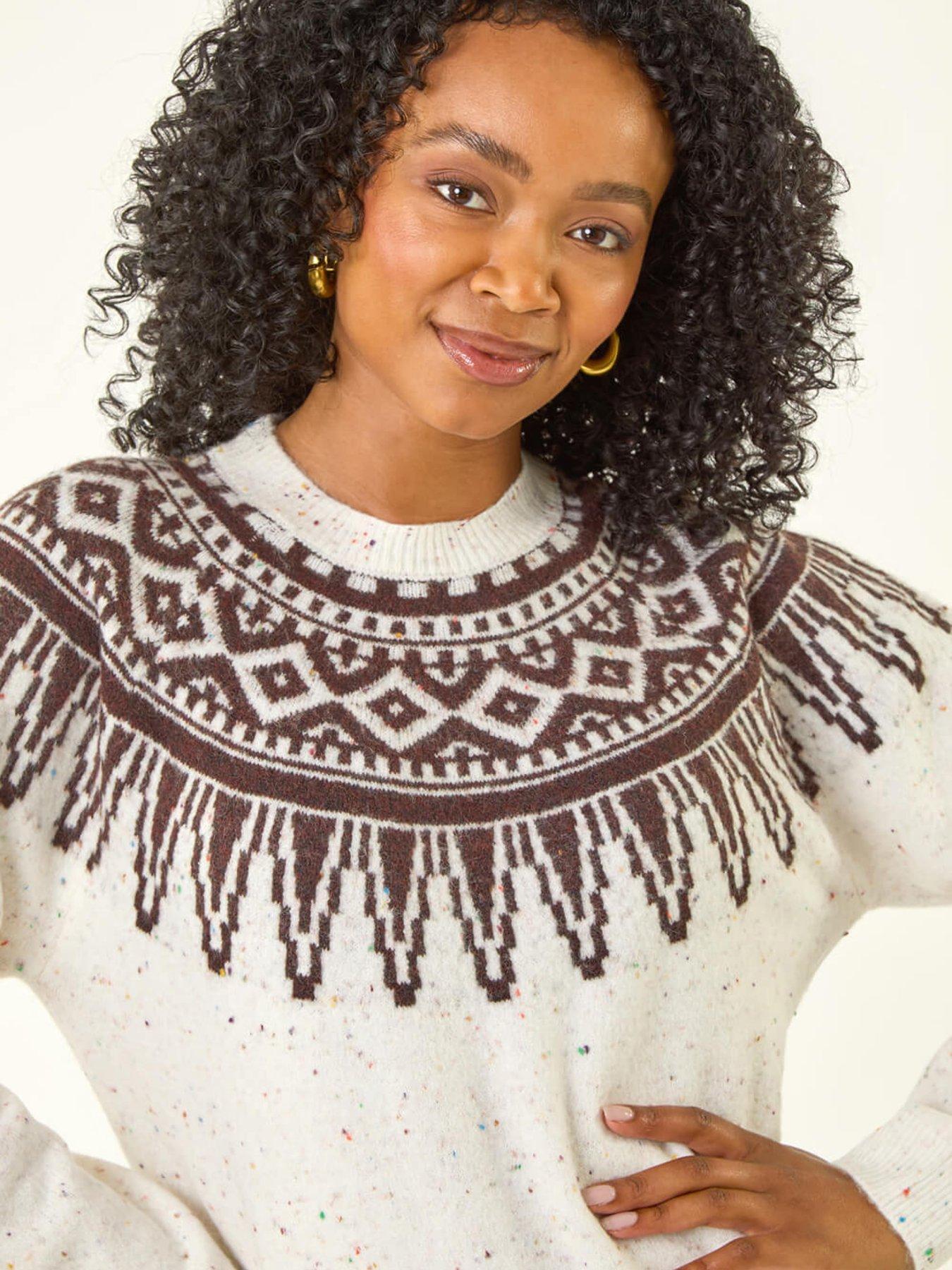  image of roman-petite-neppy-fairisle-knit-jumper-beige