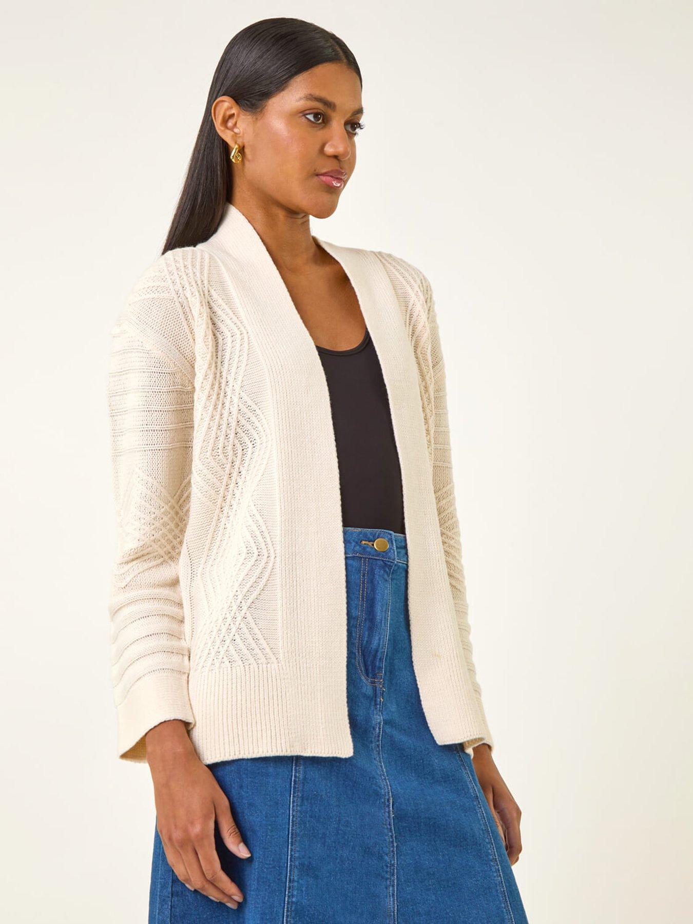 undefined Textured Knit Cardigan - White