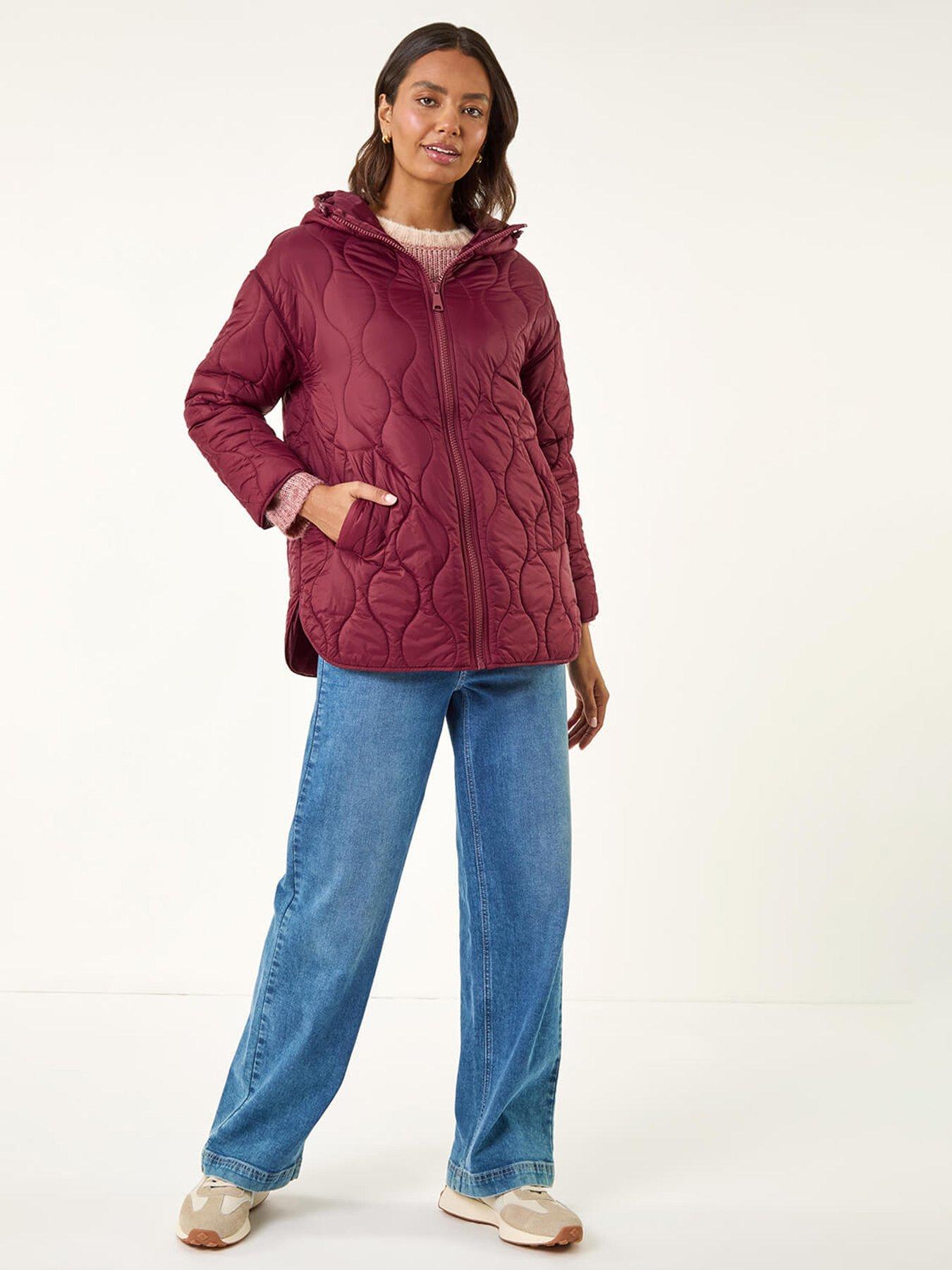 Image 3 of 5 of Roman Quilted Hooded Coat - Red