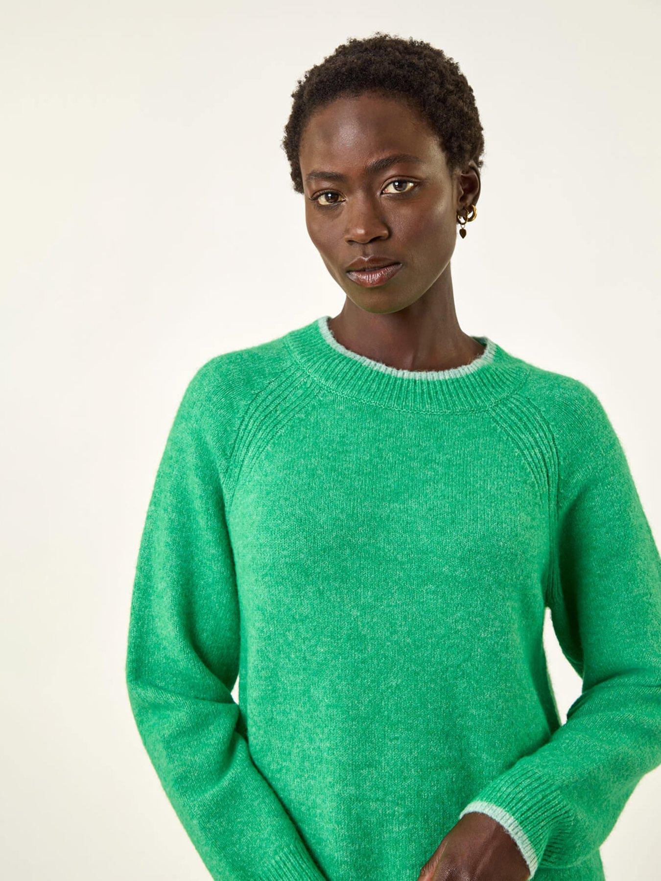Image 4 of 5 of Roman High Neck Knitted Shift Dress - Green