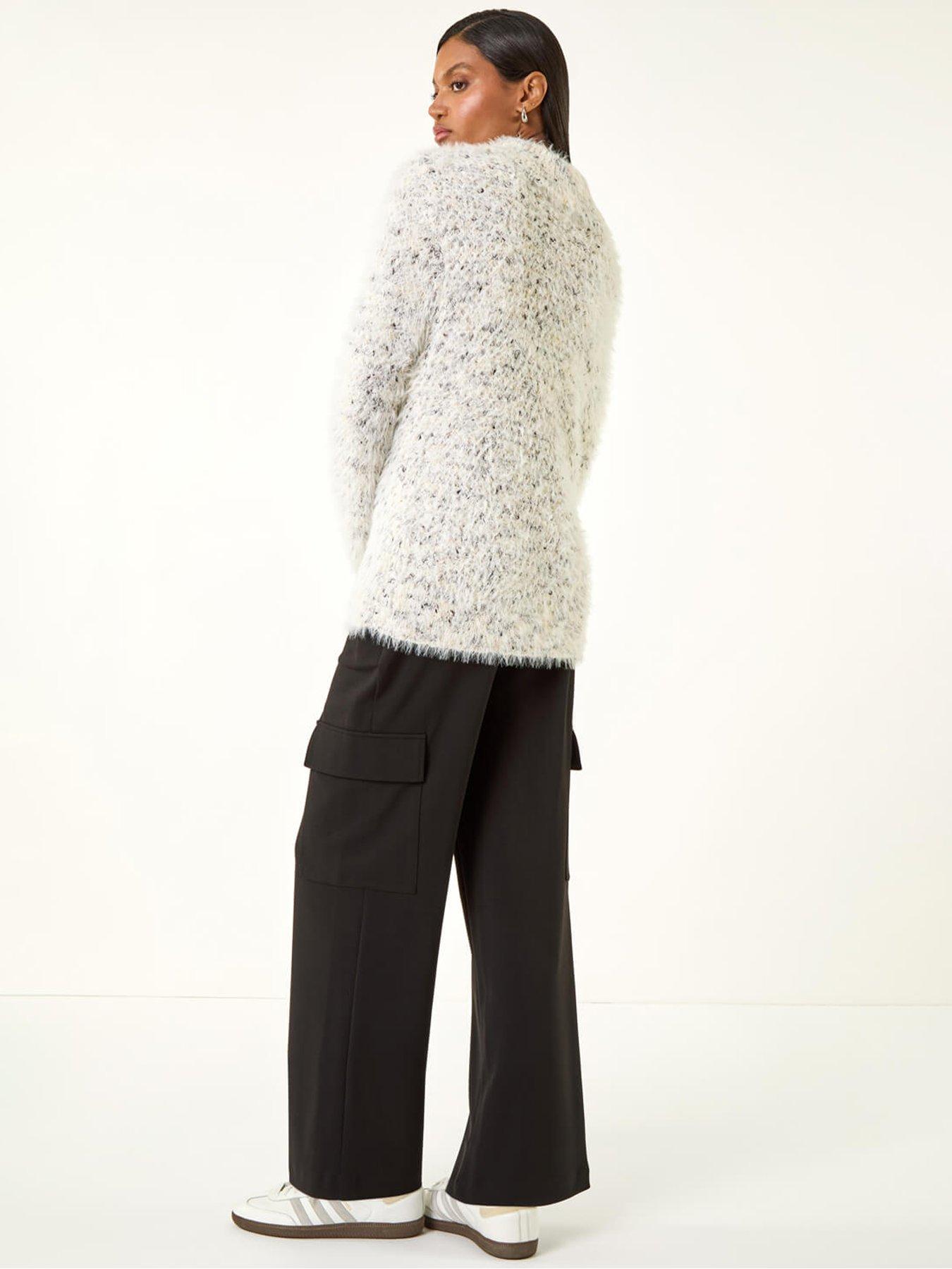 Image 2 of 5 of Roman Fluffy High Neck Knit Jumper - White