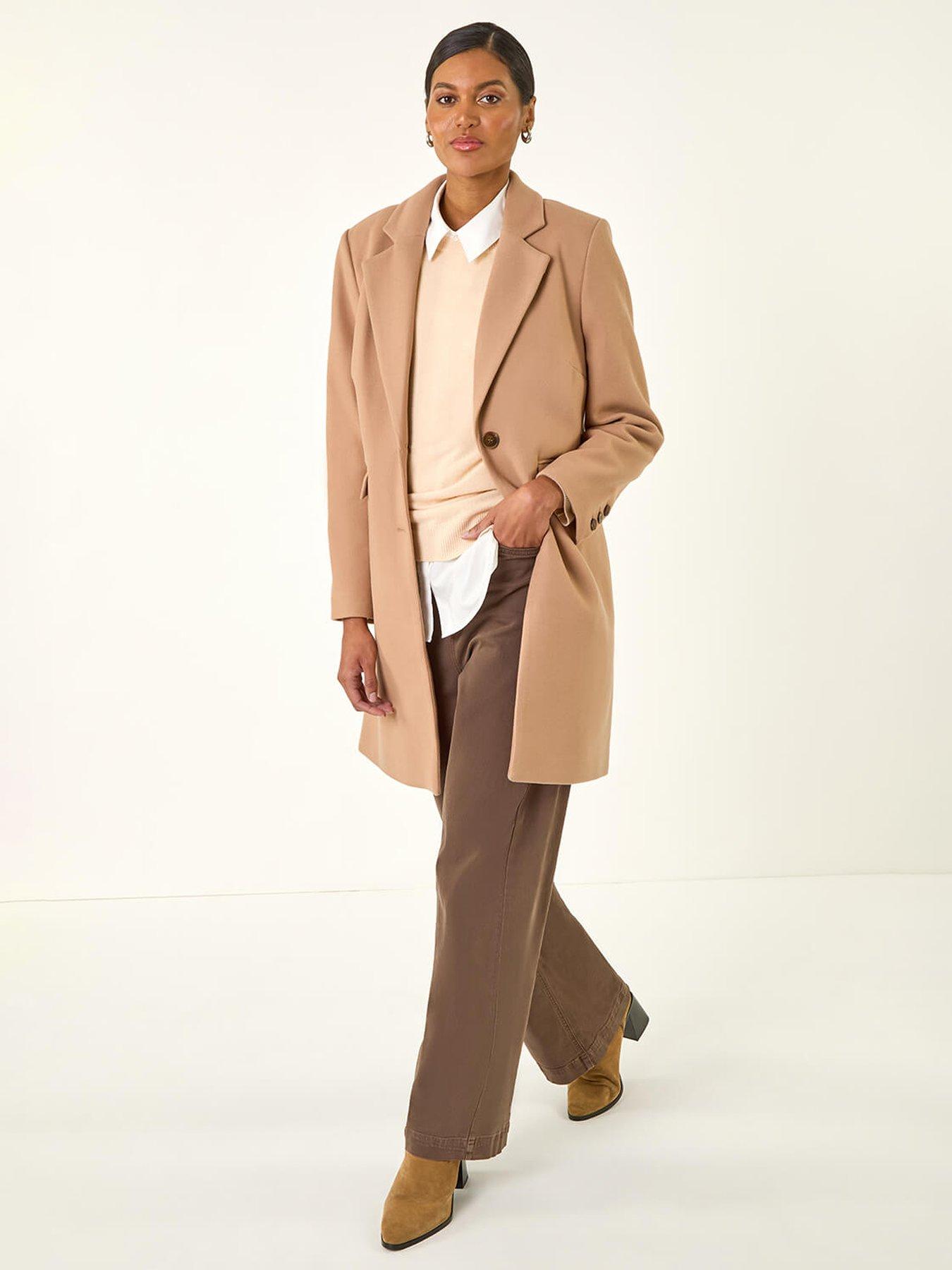 Image 1 of 5 of Roman Tailored Single Breasted Coat - Beige