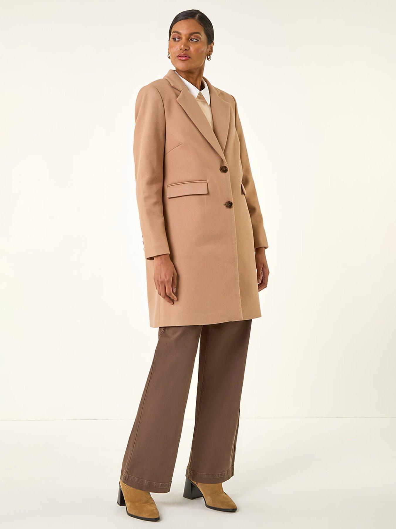 Image 4 of 5 of Roman Tailored Single Breasted Coat - Beige
