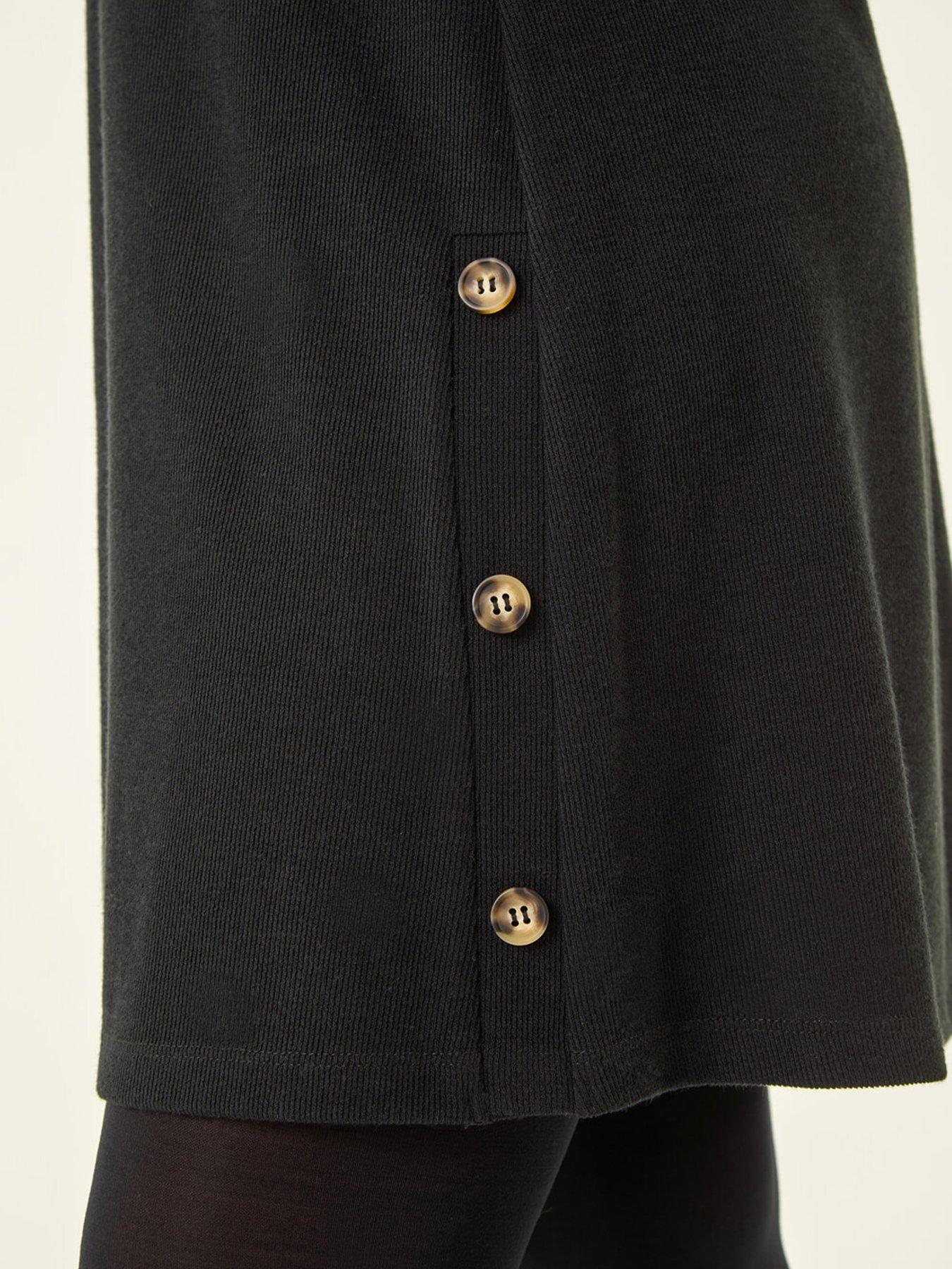 Image 5 of 5 of Roman Petite Buttoned Stretch Dress - Black