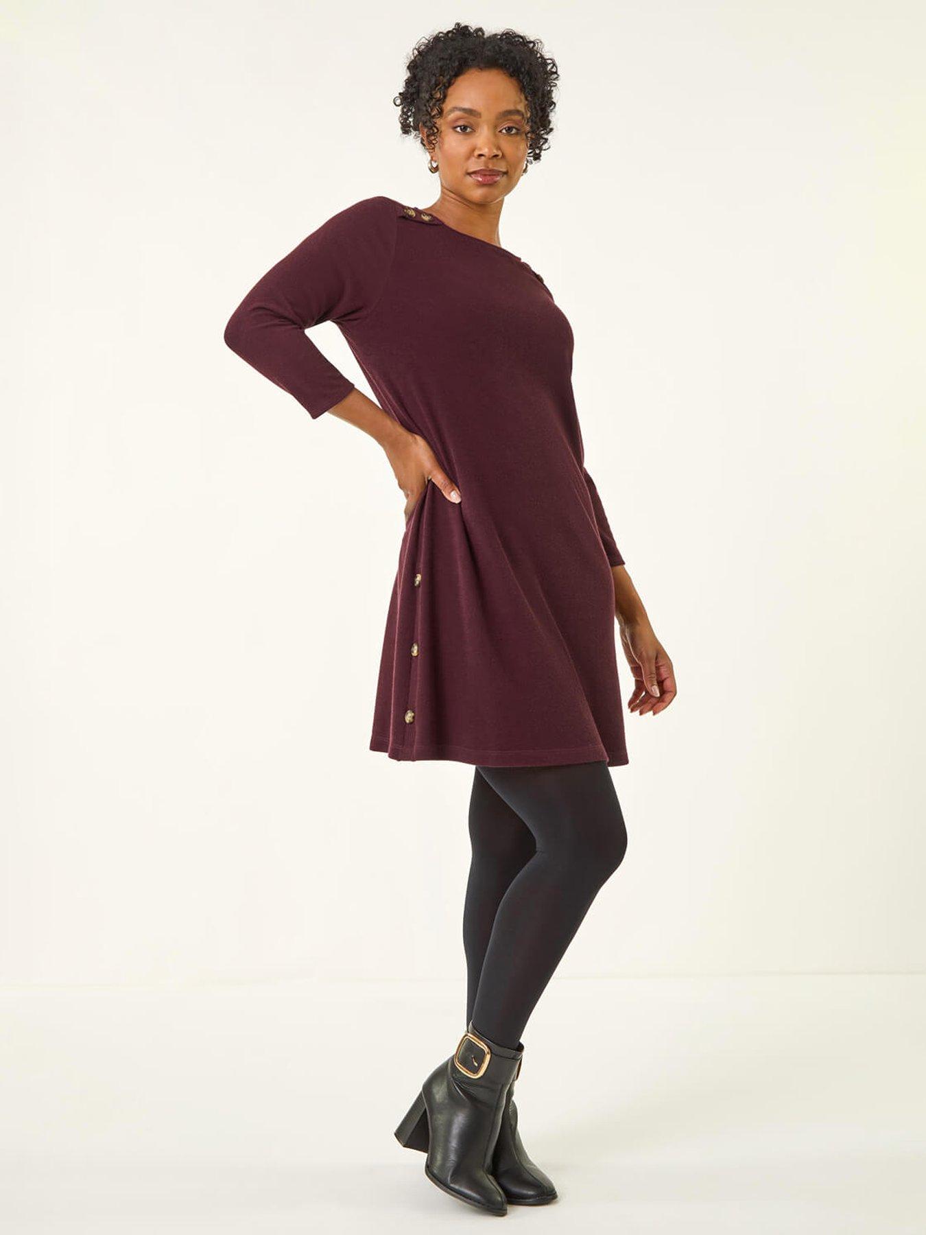undefined Petite Buttoned Stretch Dress - Red