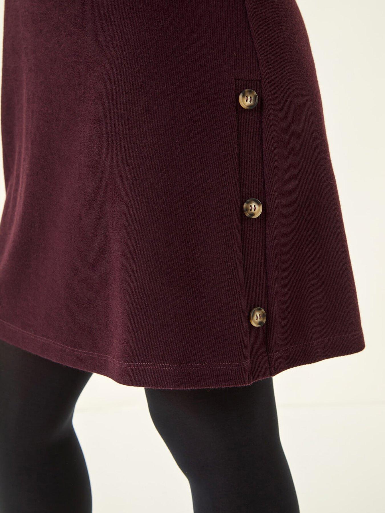 Image 5 of 5 of Roman Petite Buttoned Stretch Dress - Red