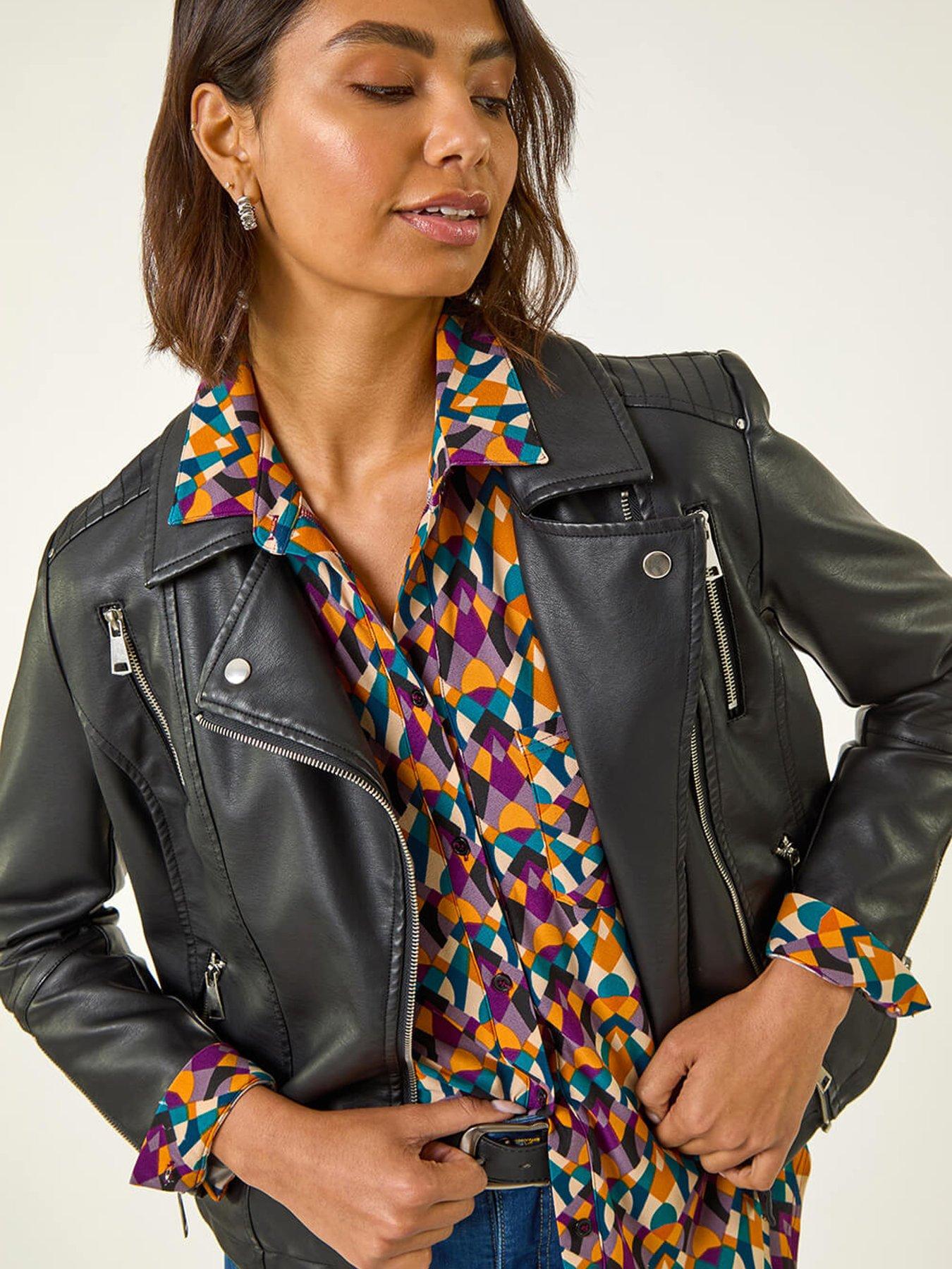 Image 4 of 5 of Roman Geo Print Stretch Top - Orange