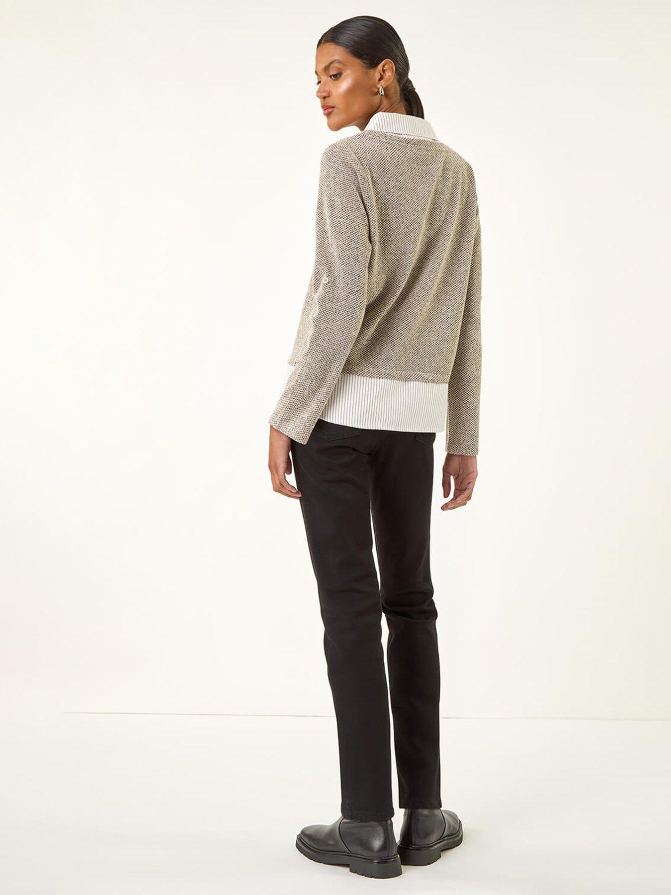 Image 2 of 5 of Roman Textured Snit Mock Shirt - Beige
