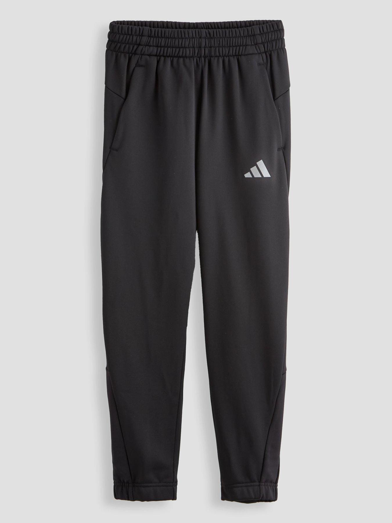 front image of adidas-originals-junior-boys-climawarm-tracksuit-pants-black
