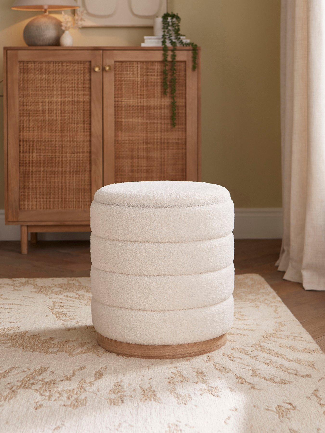front image of the-very-collection-otis-boucle-storage-stool