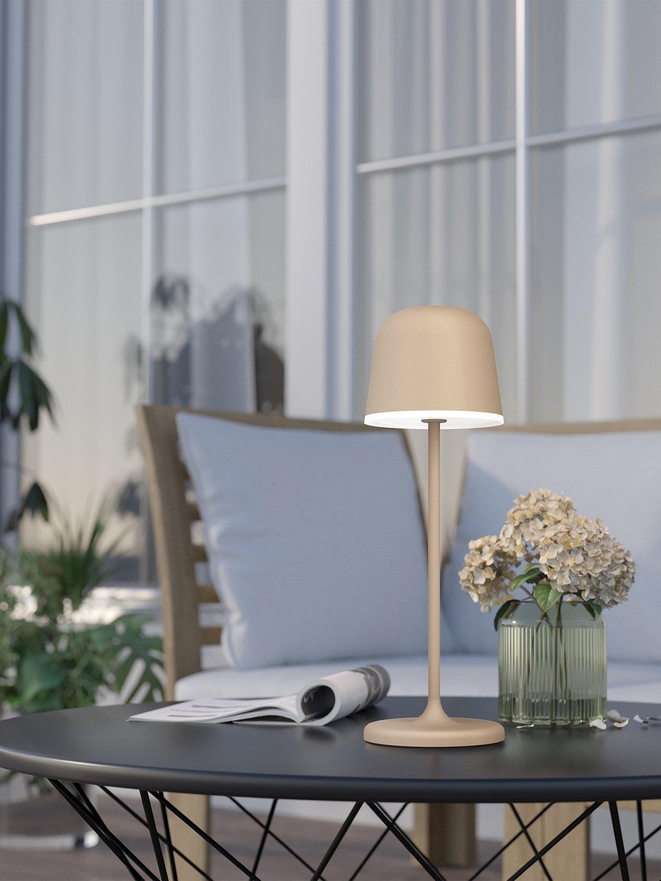undefined EGLO Mannera Steel Sandy & White Touch Dimmer Table Lamp