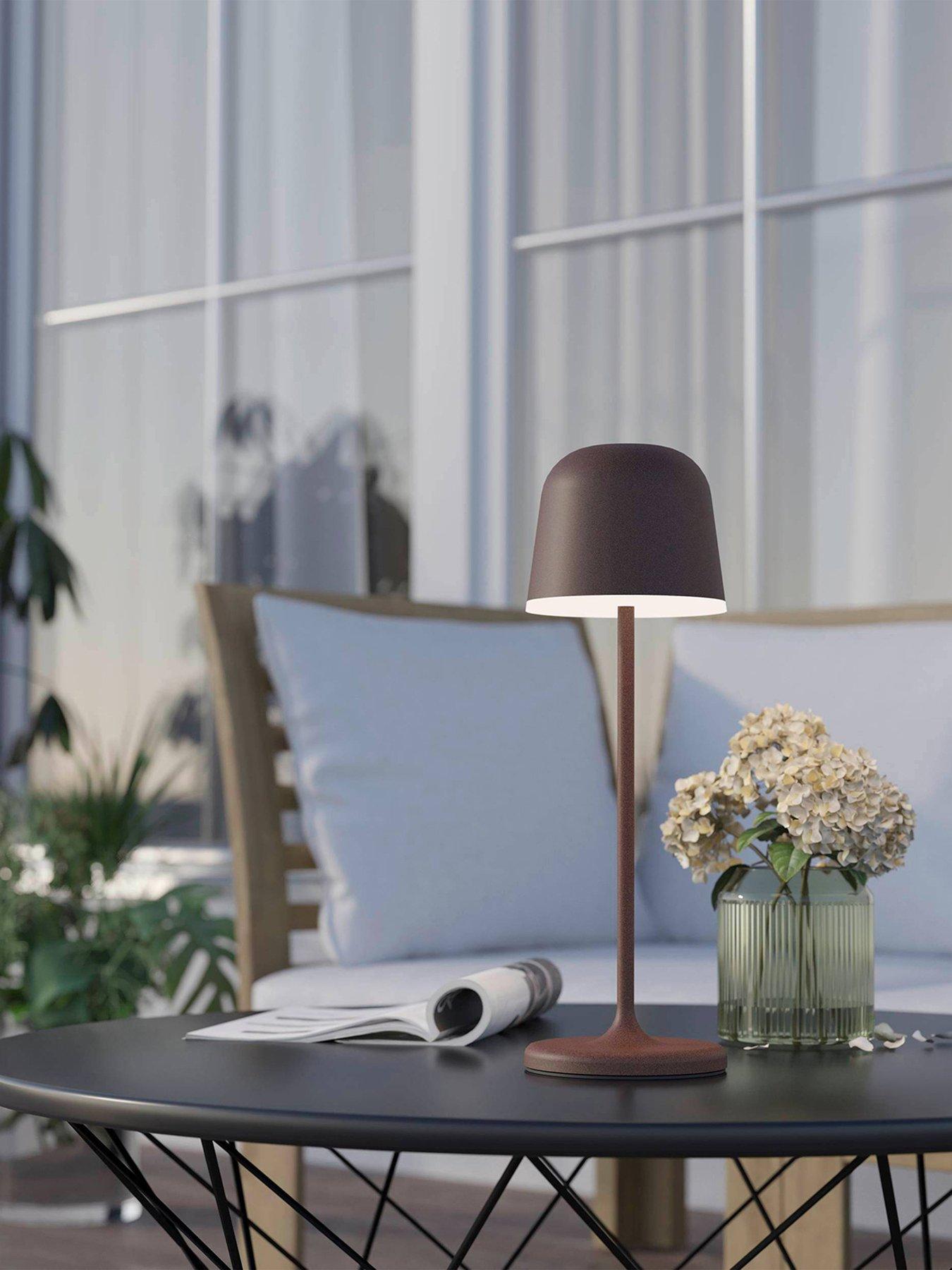 undefined EGLO Mannera Steel Auburn & White Touch Dimmer Table Lamp