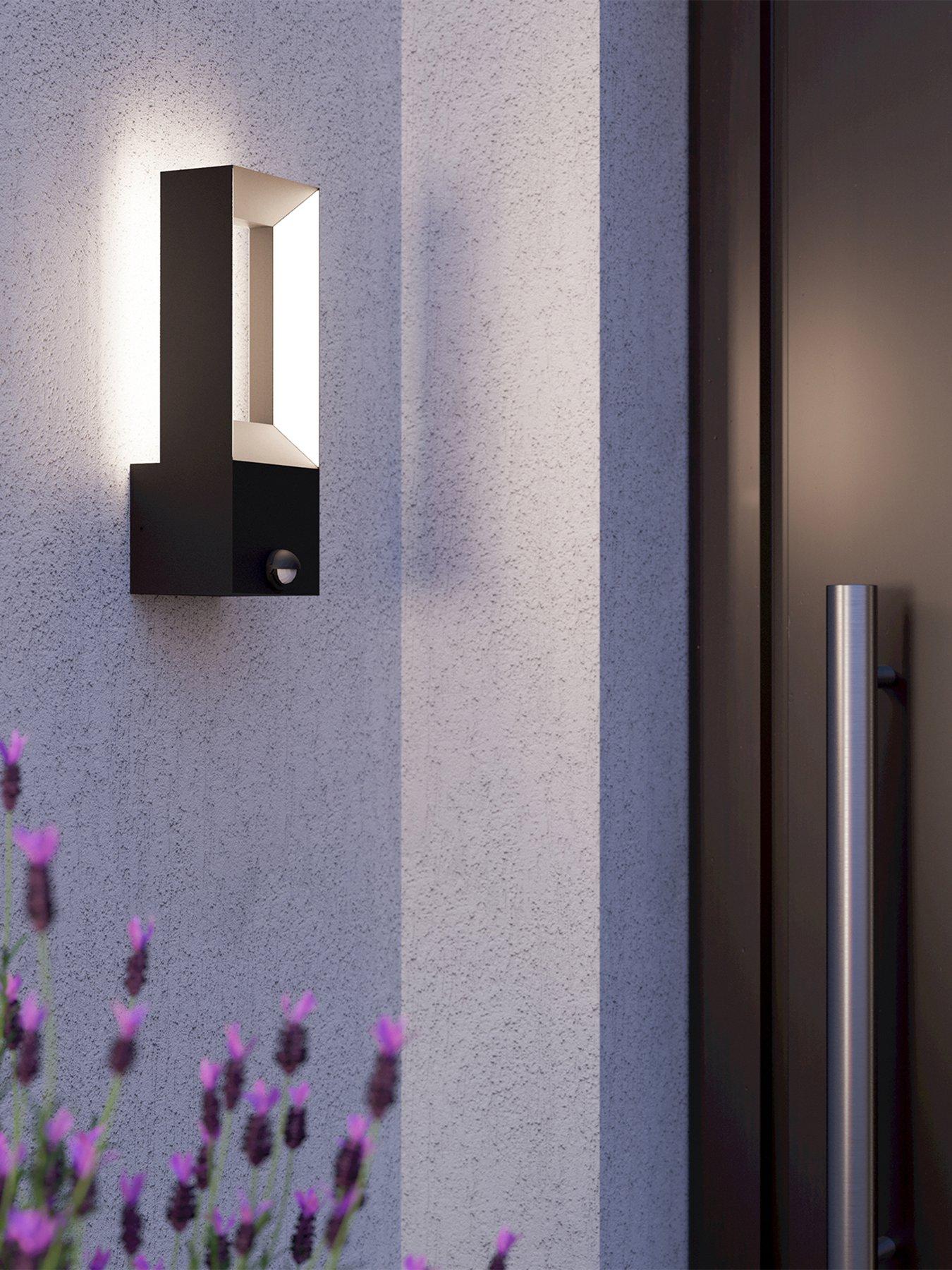 undefined EGLO Riforano Black Exterior Wall Light with Sensor