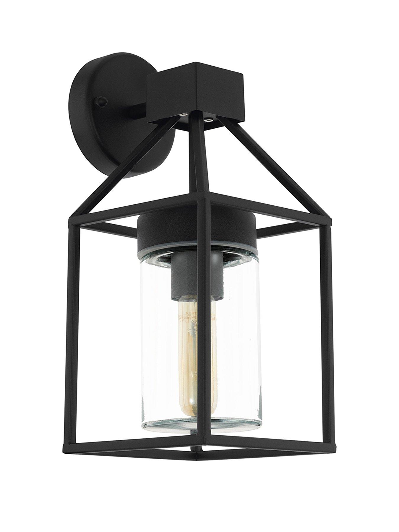 Image 2 of 4 of EGLO Trecate Modern Lantern Style Black Clear Outdoor Wall Light