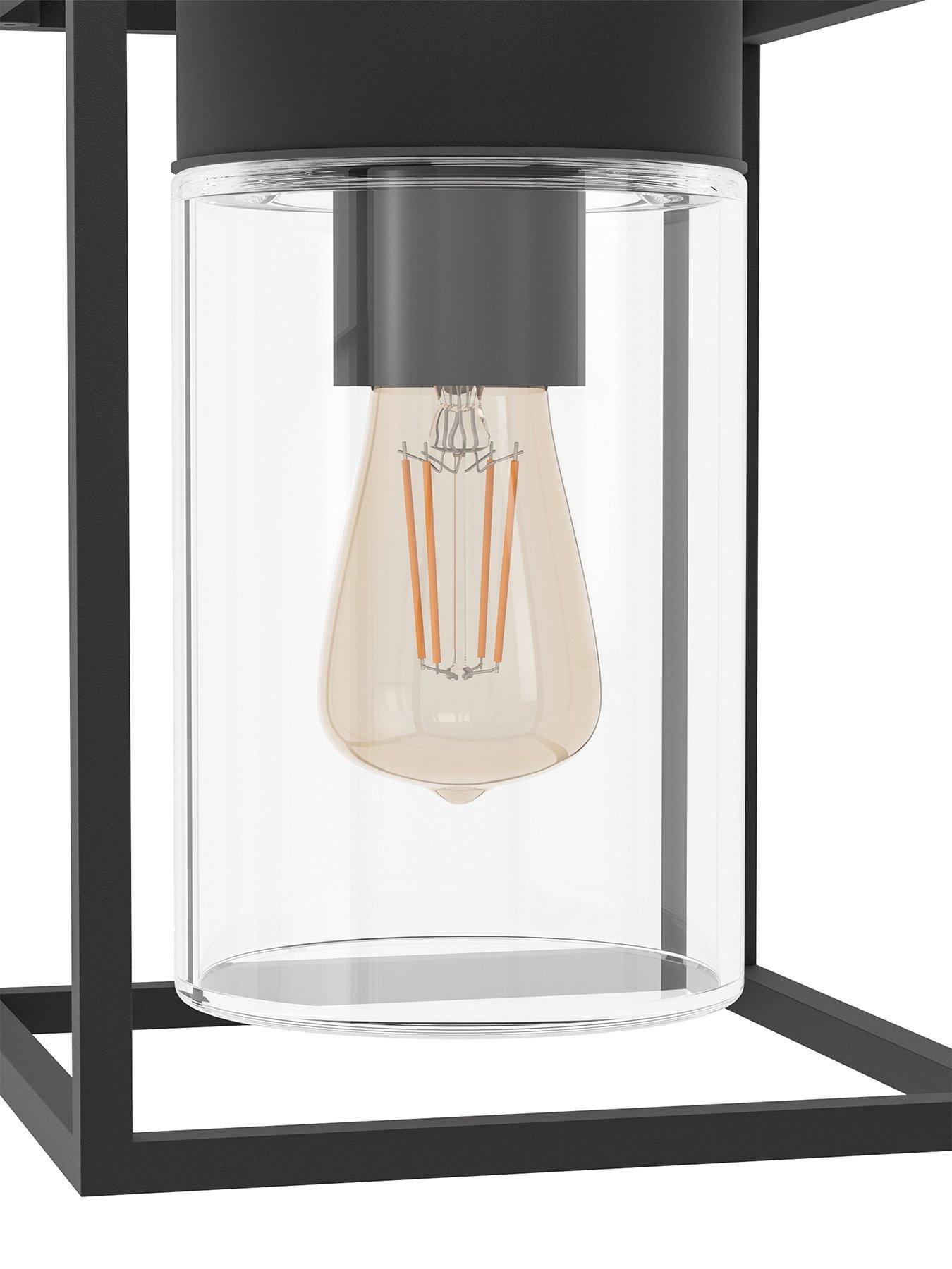 Image 4 of 4 of EGLO Trecate Modern Lantern Style Black Clear Outdoor Wall Light