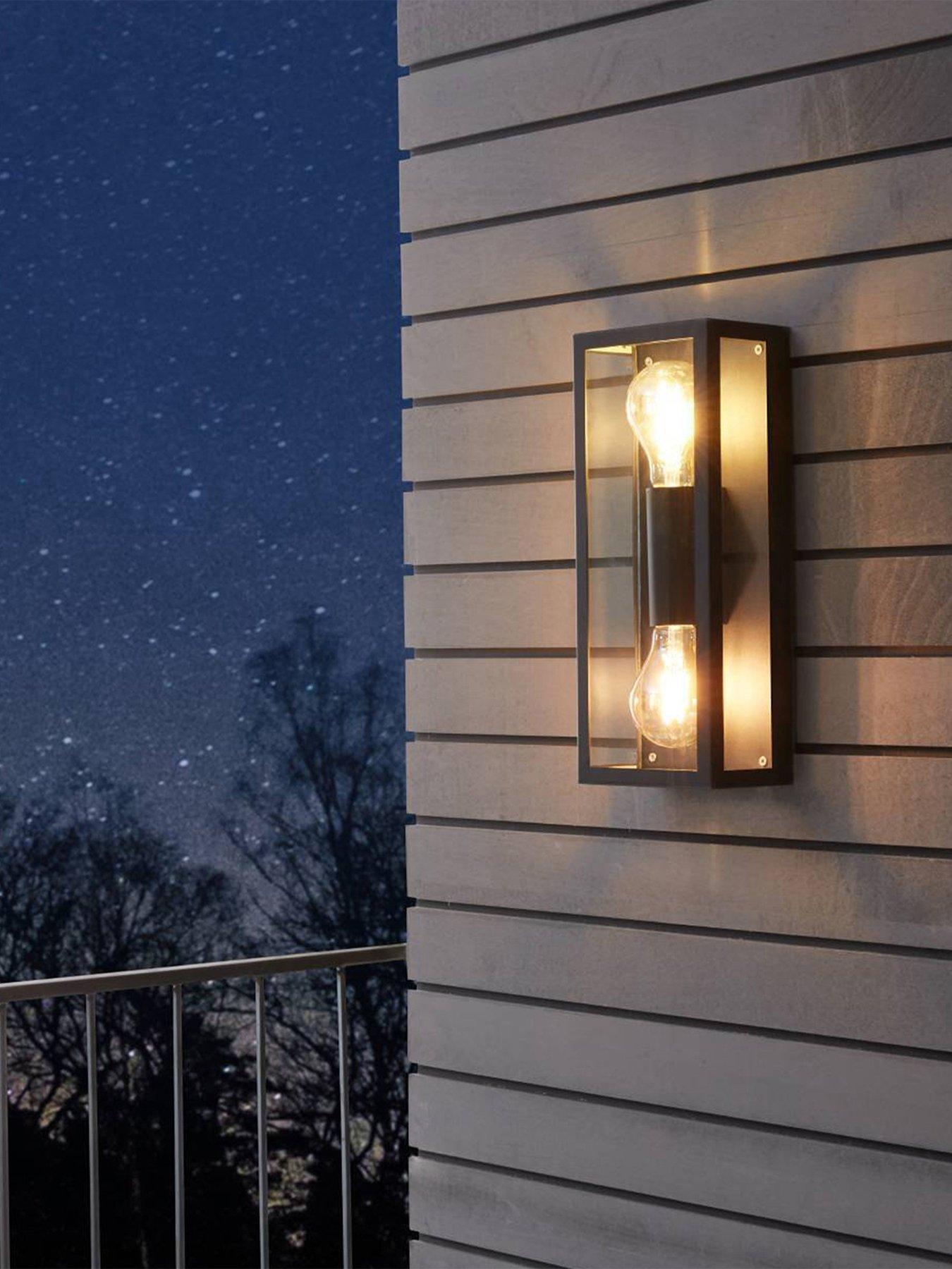 undefined EGLO Alamonte 1 2-Light Caged Industrial Exterior Wall Light