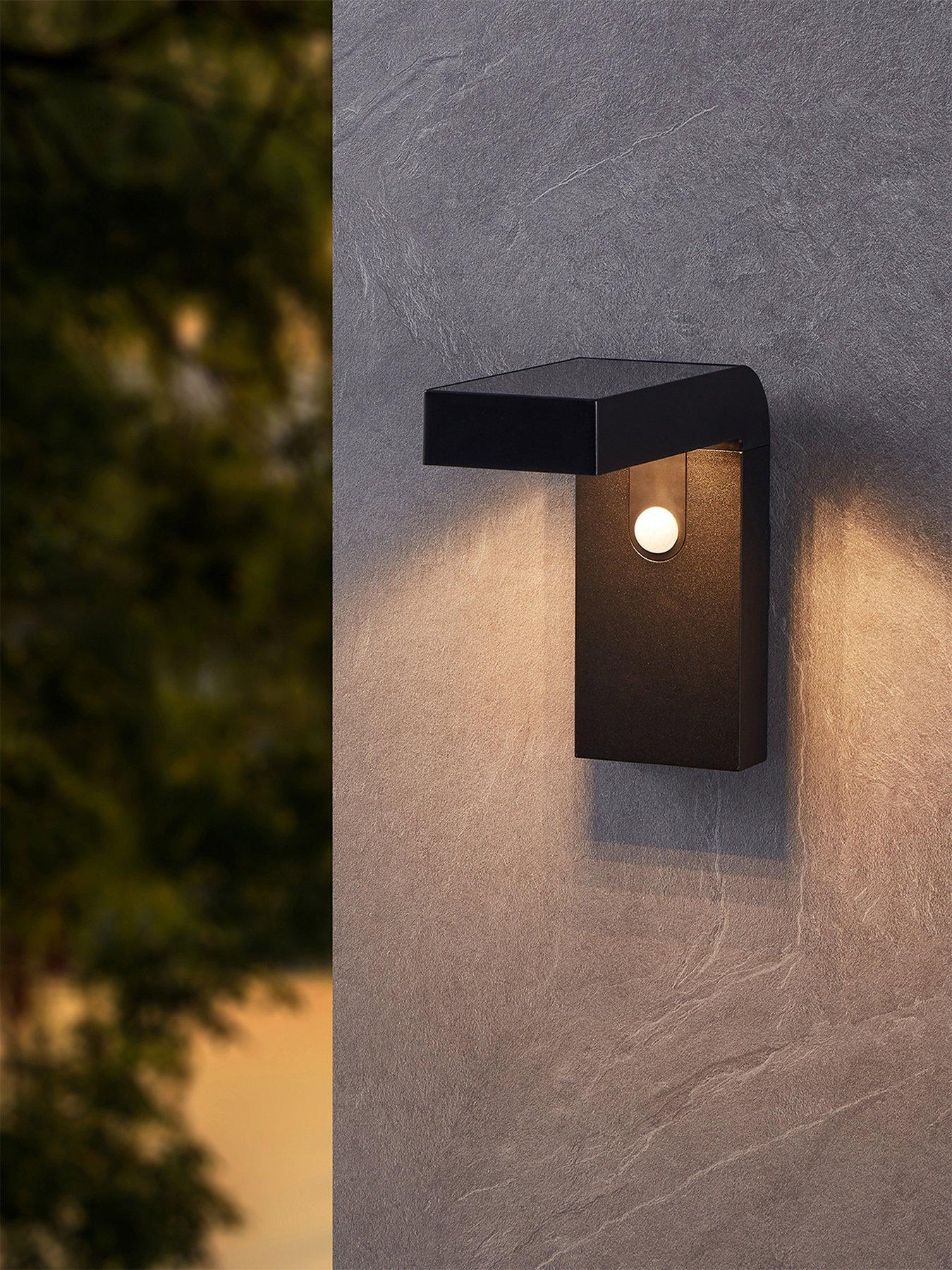 undefined EGLO Baracconi LED Solar Black Aluminium Wall Light