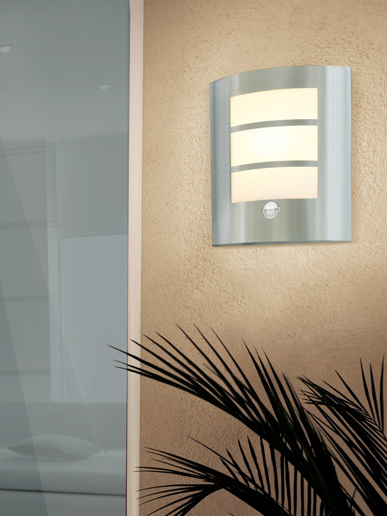 undefined EGLO City Stainless-Steel Exterior Wall Light with Sensor