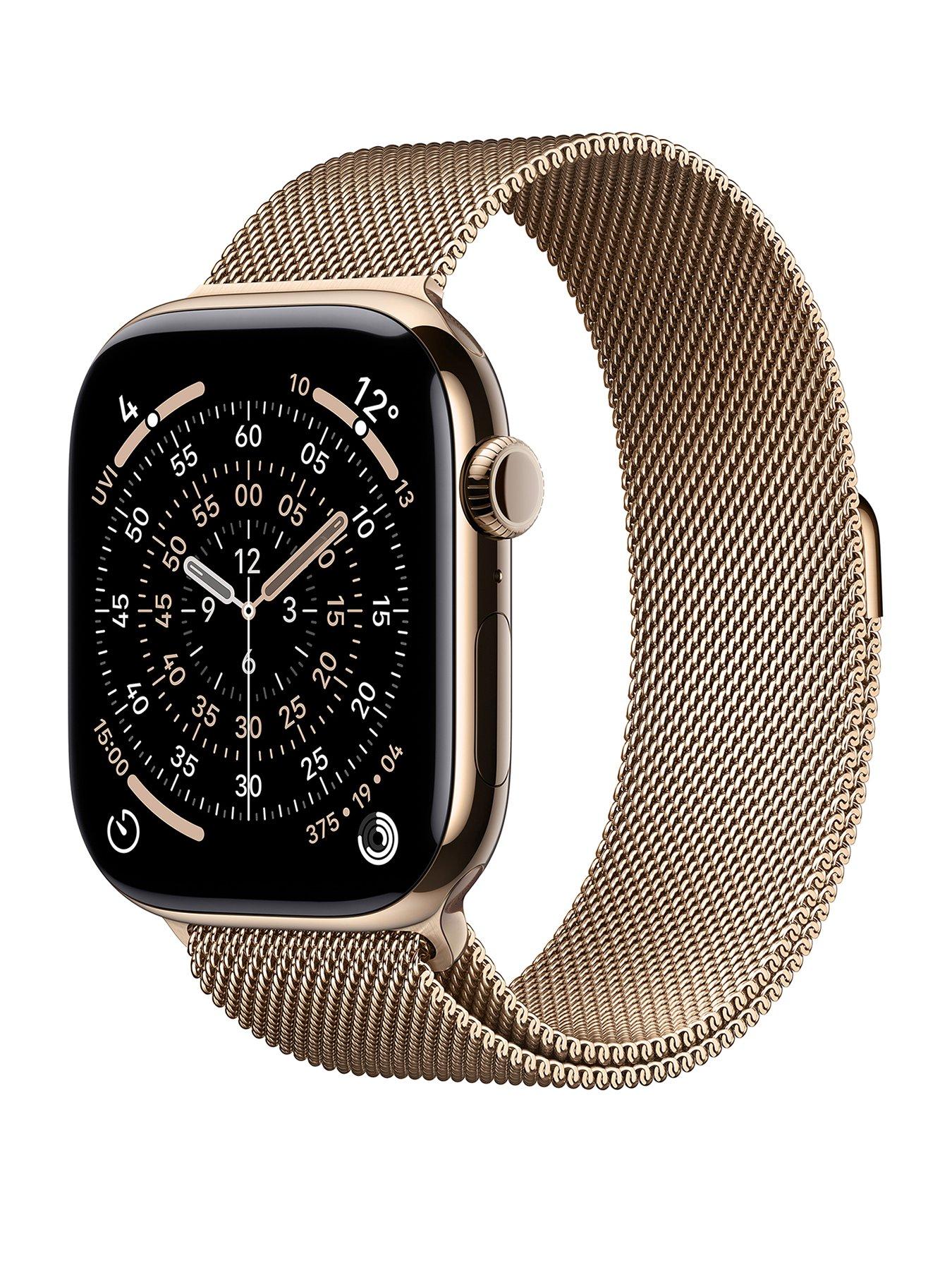 Apple Watch Series 11 (GPS + Cellular, 2025) 46mm Gold Titanium Case with Light Blush Sport Band - S/M