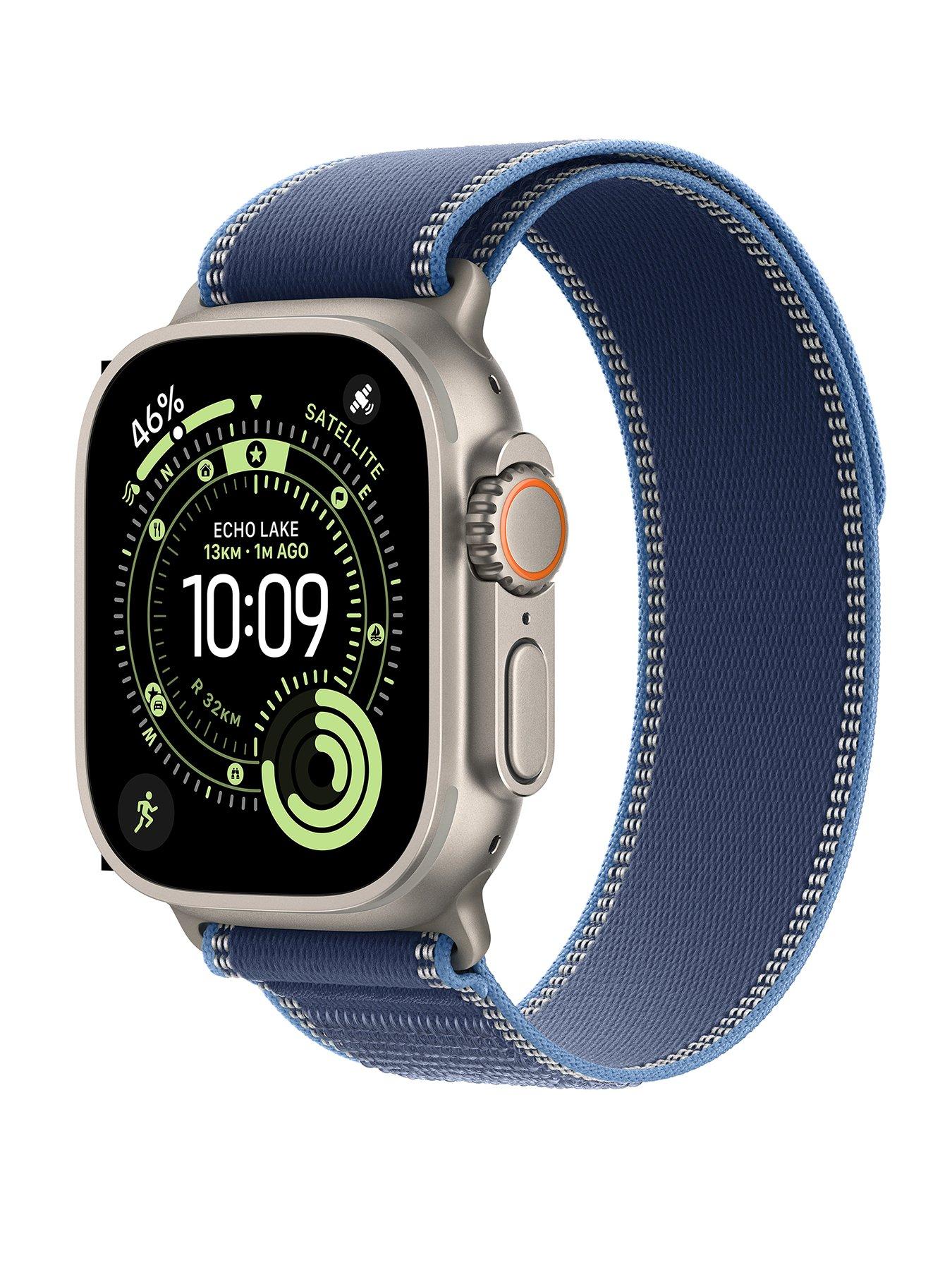 undefined Apple Watch Ultra 3 (GPS + Cellular, 2025) 49mm Natural Titanium Case with Blue/Bright Blue Trail Loop - S/M
