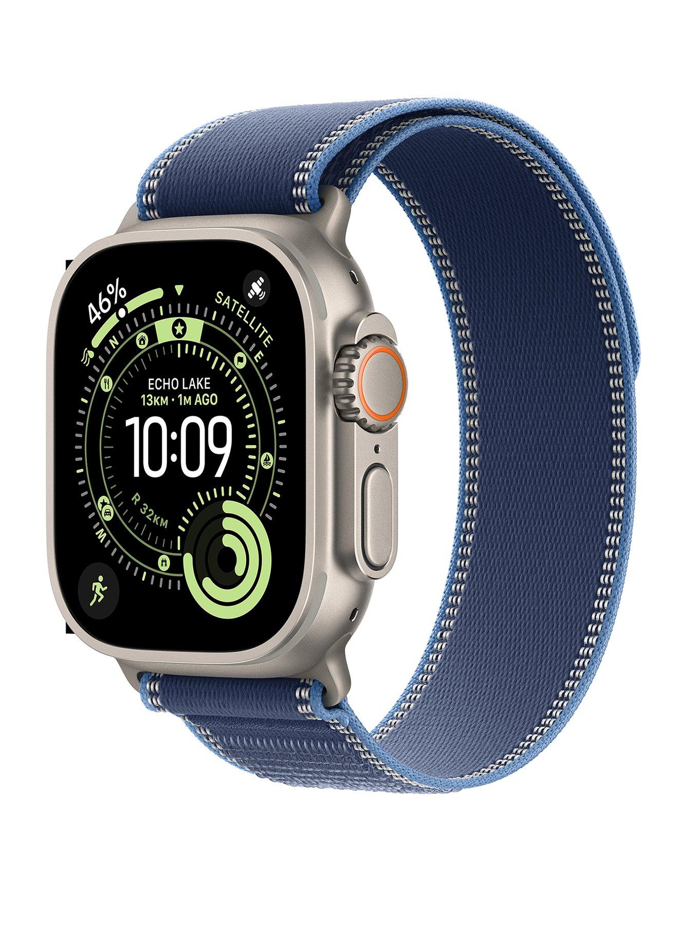 undefined Watch Ultra 3 (GPS + Cellular, 2025) 49mm Natural Titanium Case with Blue/Bright Blue Trail Loop - M/L